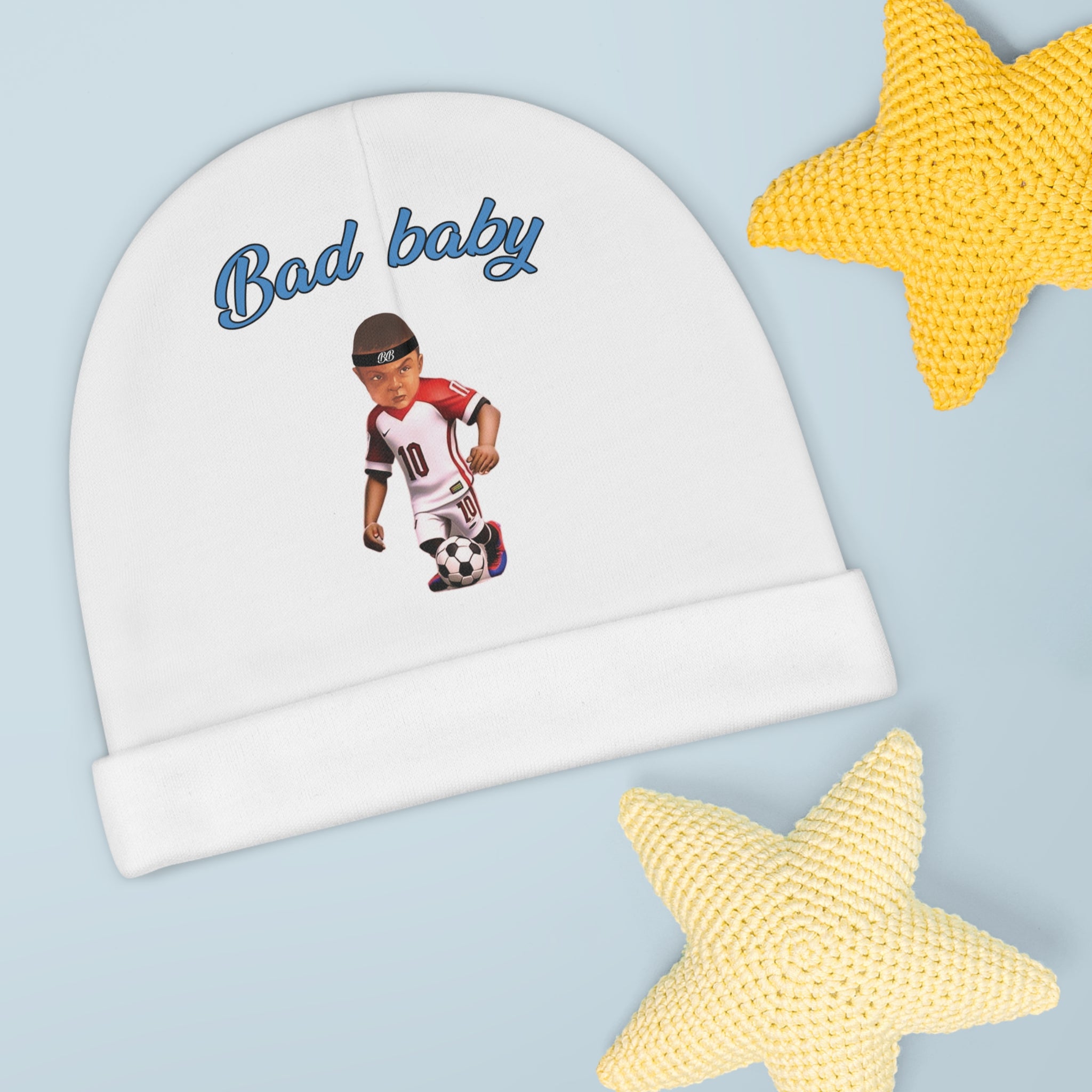 Bad baby white Beanie (AOP) Bad baby brand