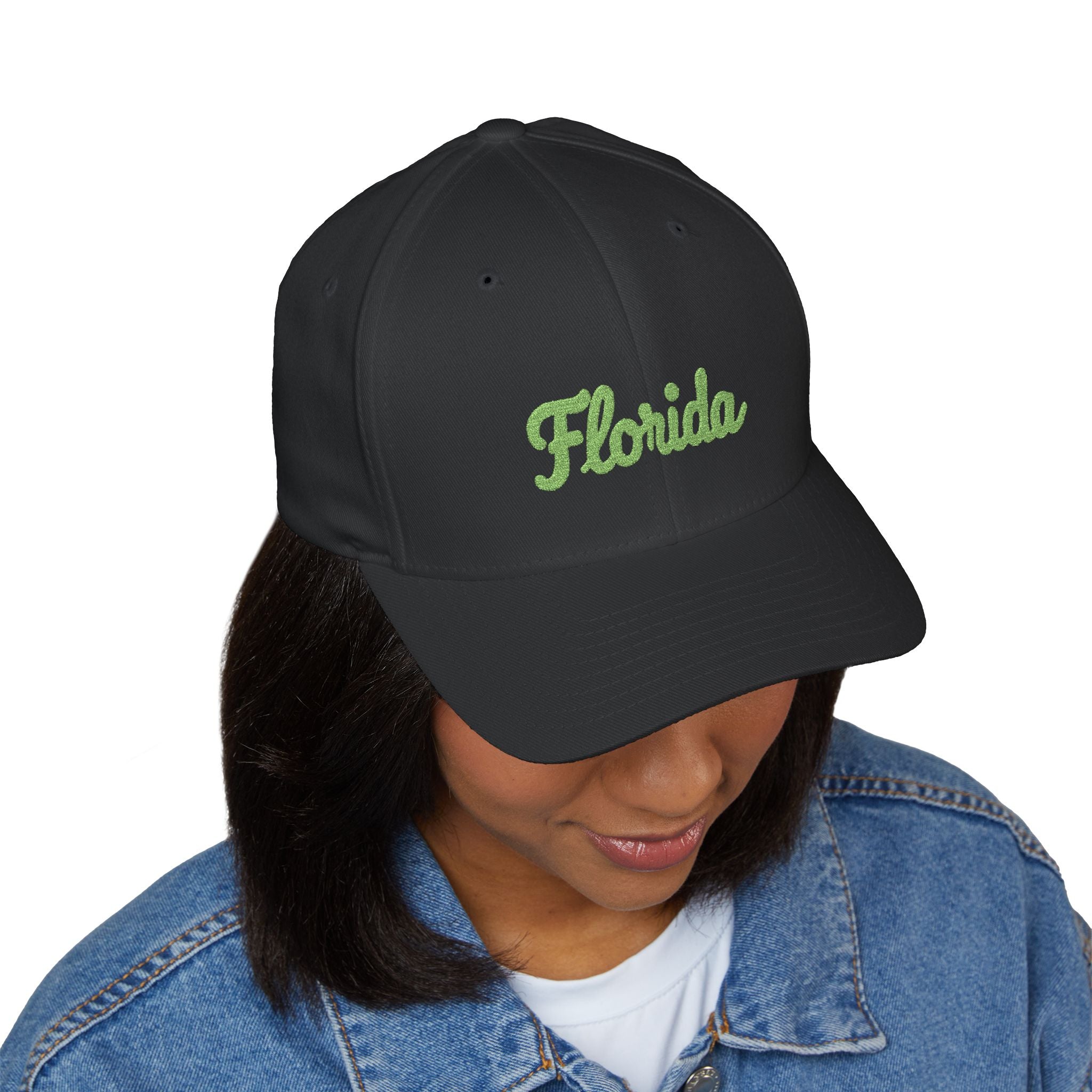 Florida Script Embroidered Cap – Tropical Leaf Stitching