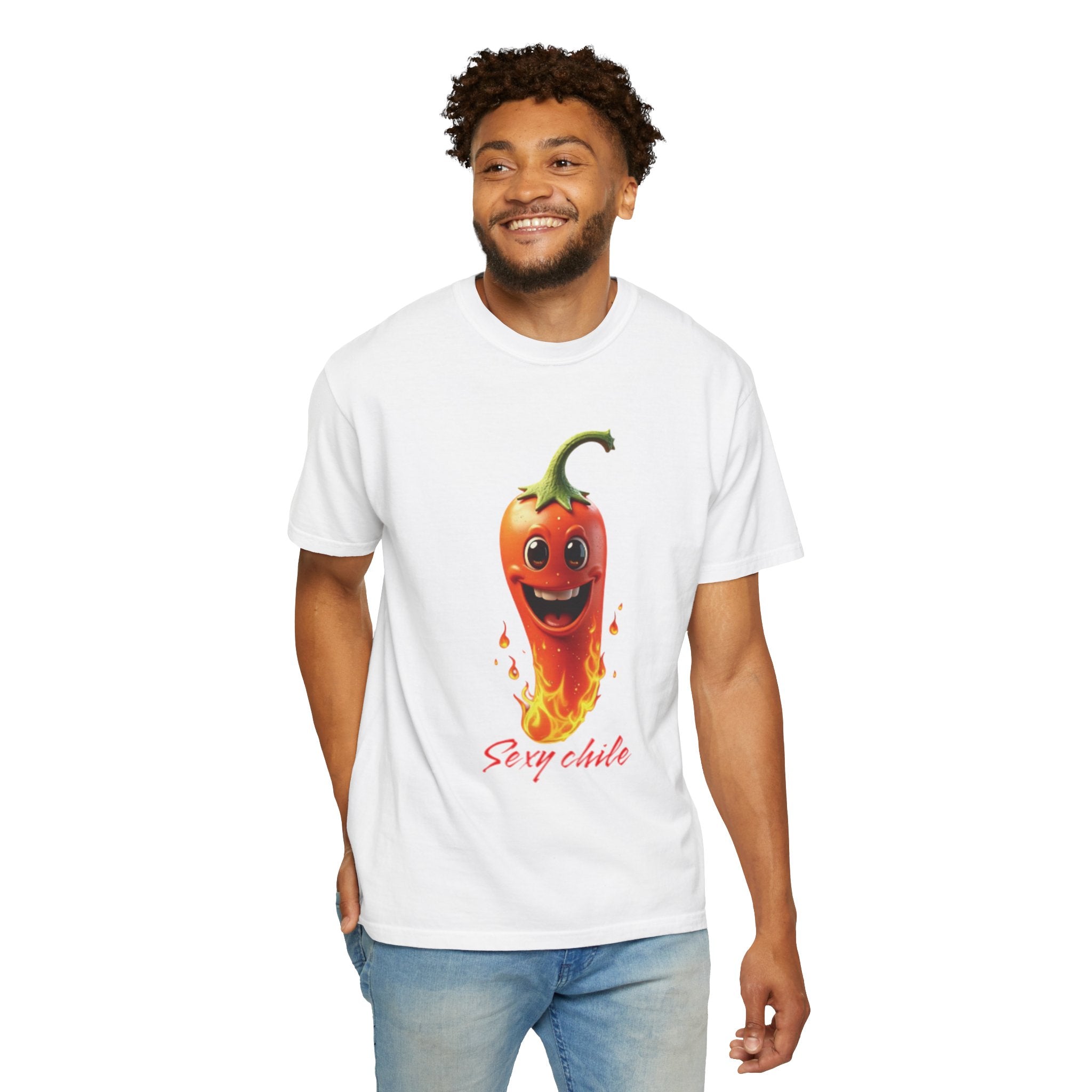 Funny unisex tie-dyed t-shirt with the phrase "Sexy Chile"
