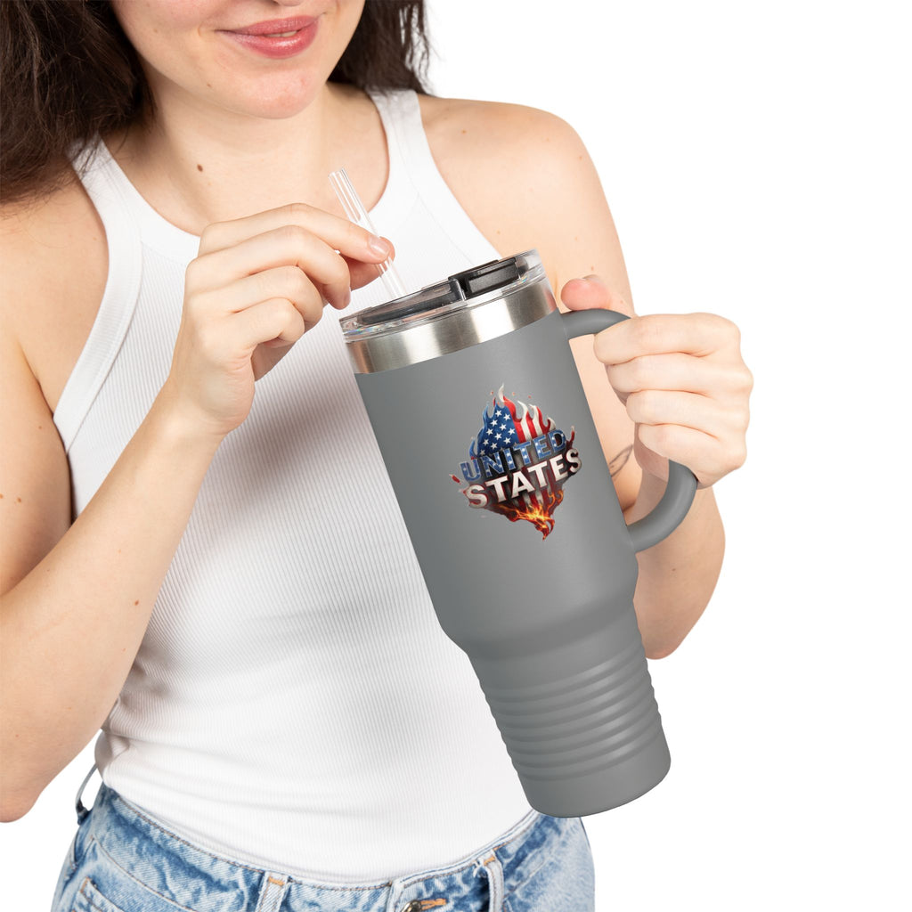 Patriotic Insulated Travel Mug - 40oz Stainless Steel with USA Design