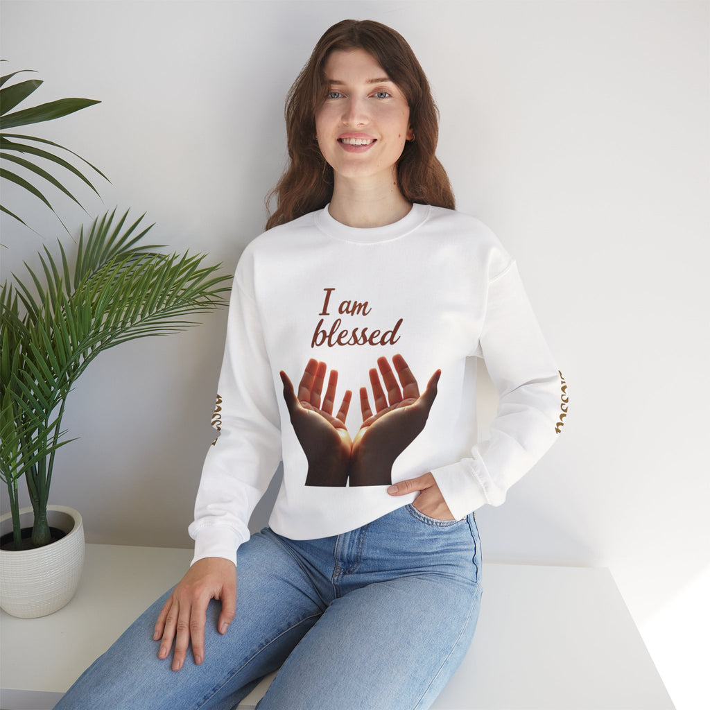 Blessed Hands Crewneck Sweatshirt | Inspirational Apparel for Everyday Wear, Gratitude Gifts, Cozy Comfort, Faith-Based Fashion