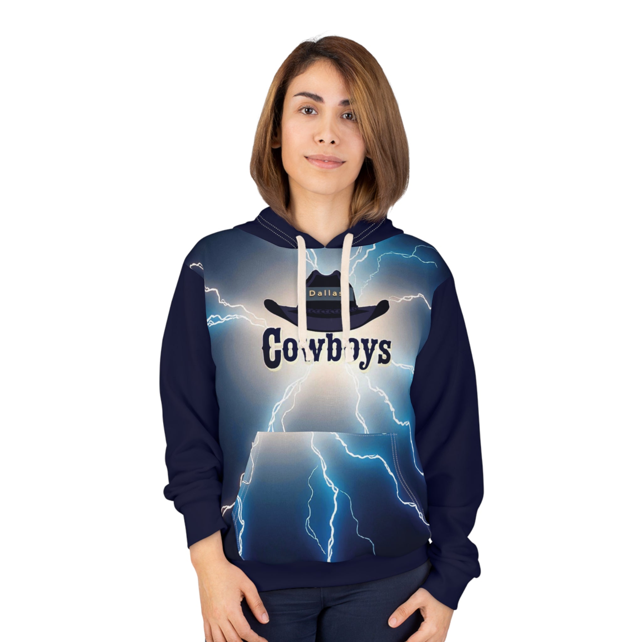 Cowboys Lightning Unisex Pullover Hoodie, Western Style Hoodie, Graphic Hoodie, Gift for Cowboys Fans, Casual Wear, Unique Hoodie Design