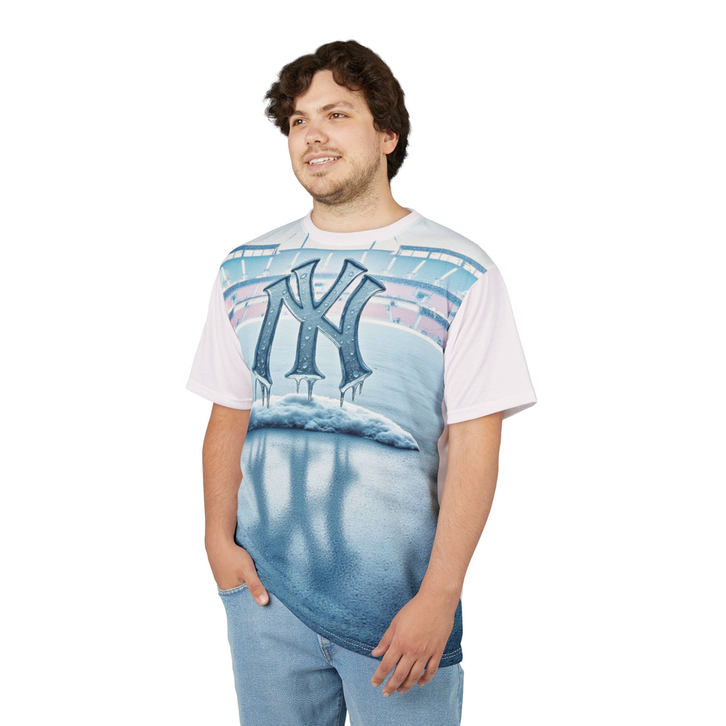Unisex NY Ice Design Winter T-Shirt, perfect as a Christmas gift or comfortable casual wear.