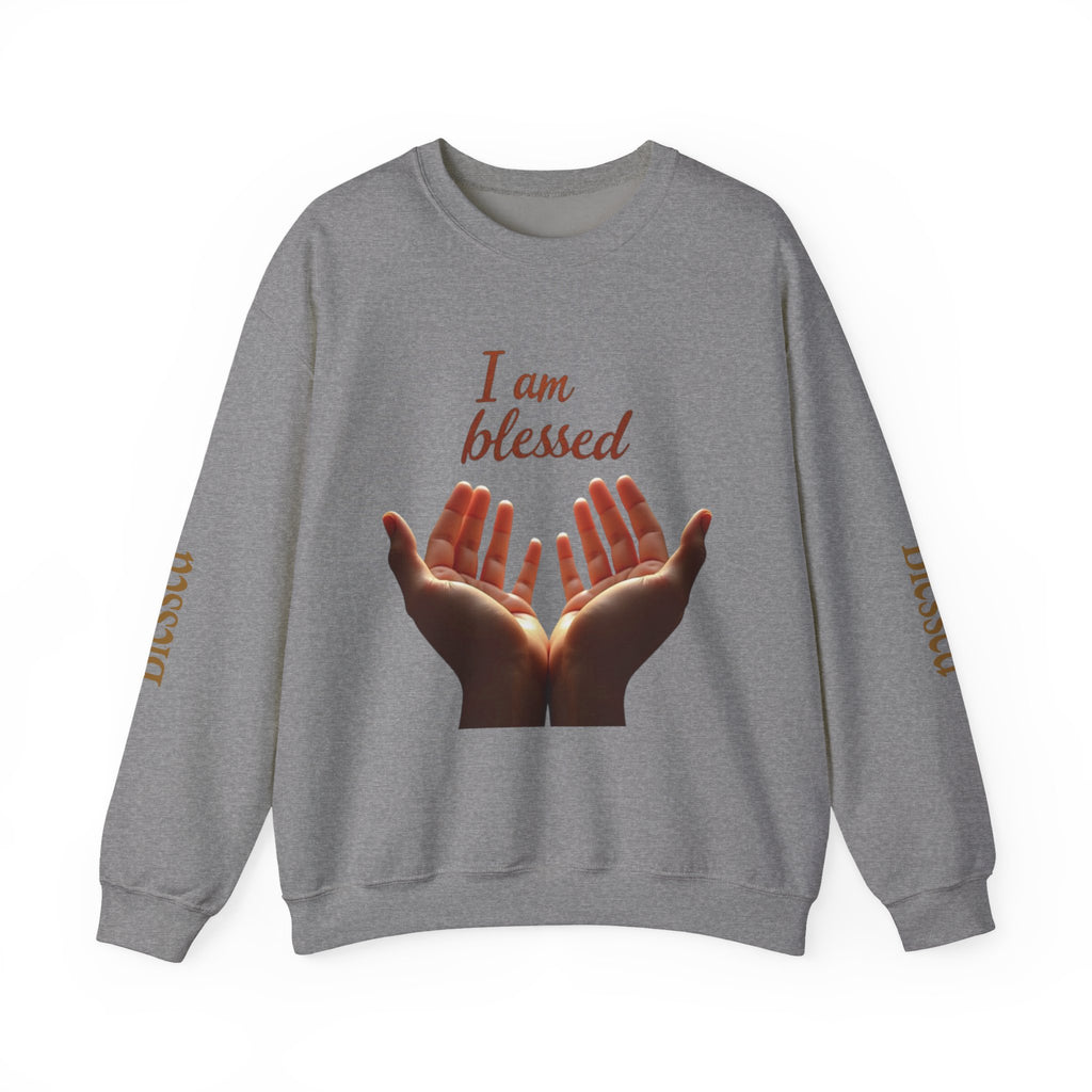 Blessed Hands Crewneck Sweatshirt | Inspirational Apparel for Everyday Wear, Gratitude Gifts, Cozy Comfort, Faith-Based Fashion