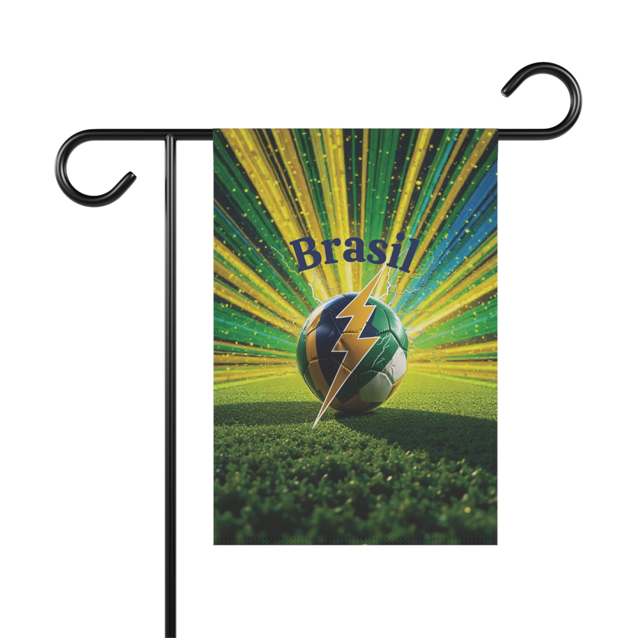 Brazil Soccer Garden Flag — Brasil Football Lightning Ball House Banner