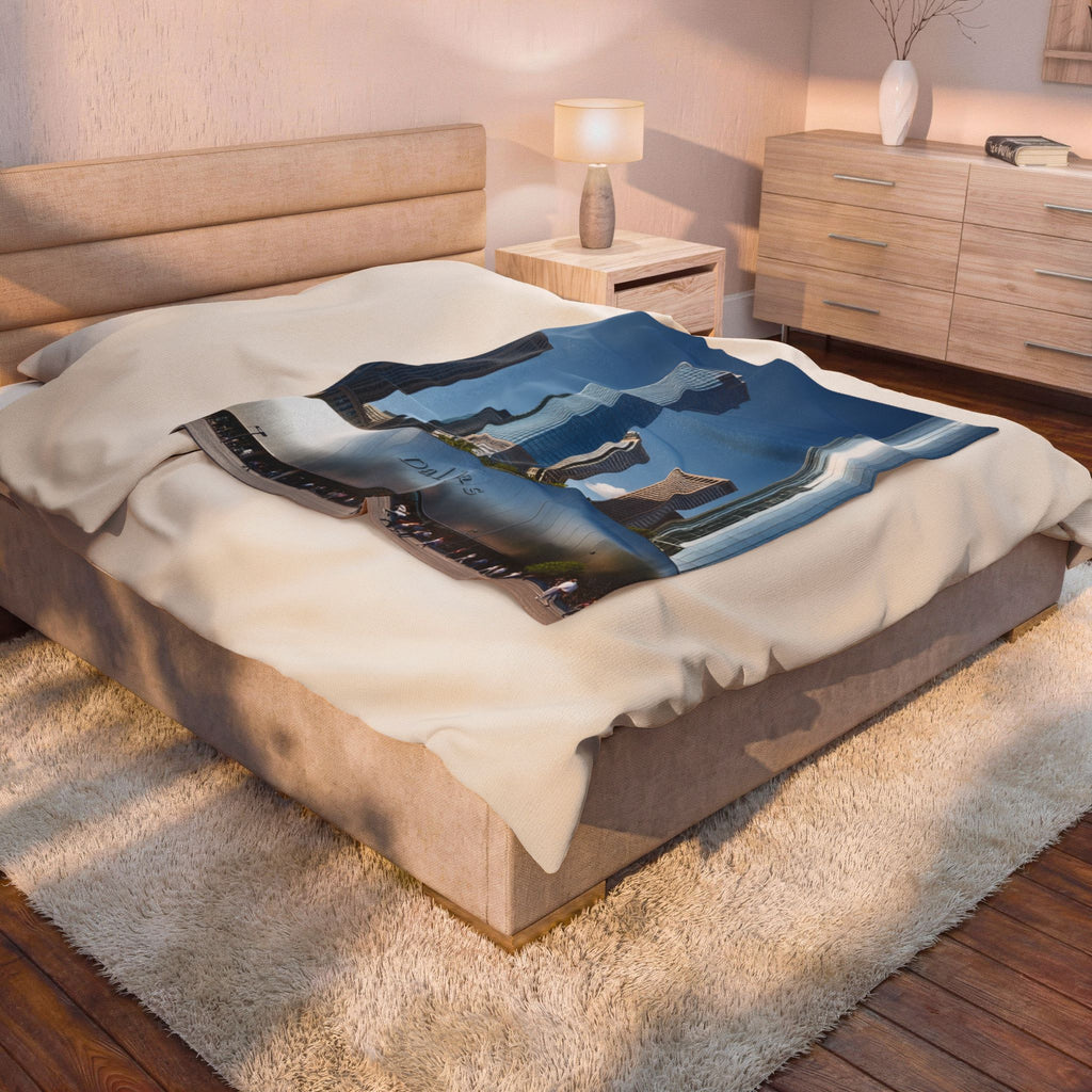 Cityscape Velveteen Plush Blanket - Cozy Home Decor, Gift for Dallas Lovers, Travel Souvenir, Soft Luxury Throw 