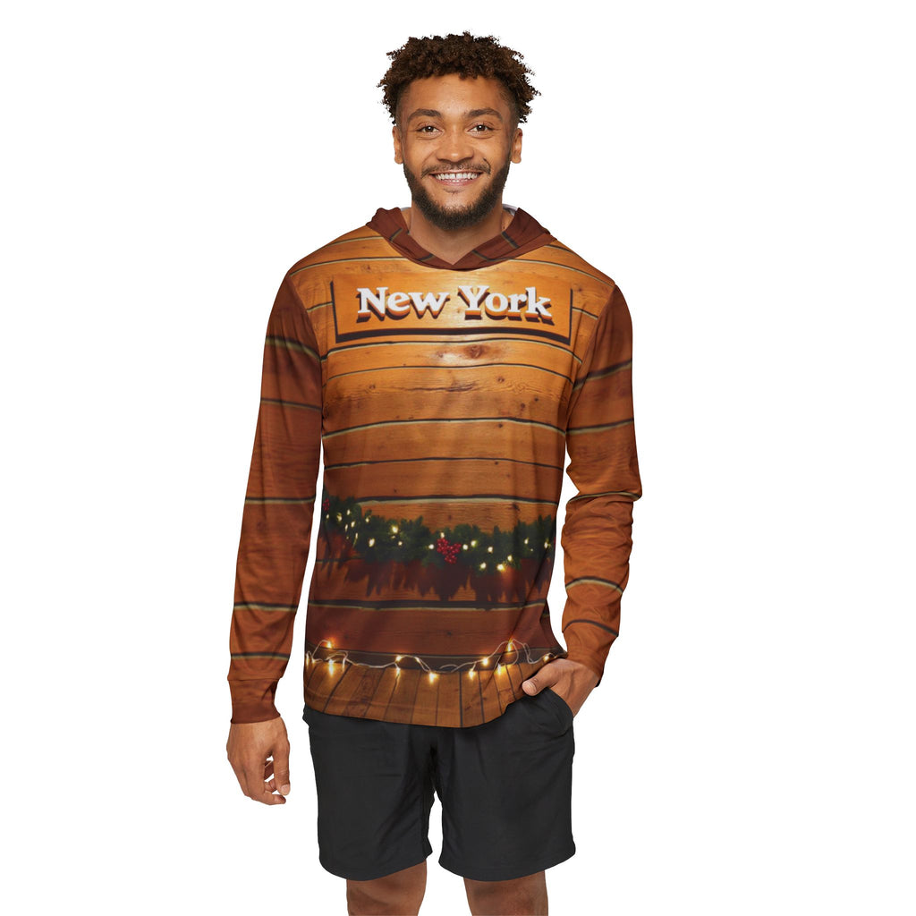 New York Christmas Wooden Wall Hoodie
