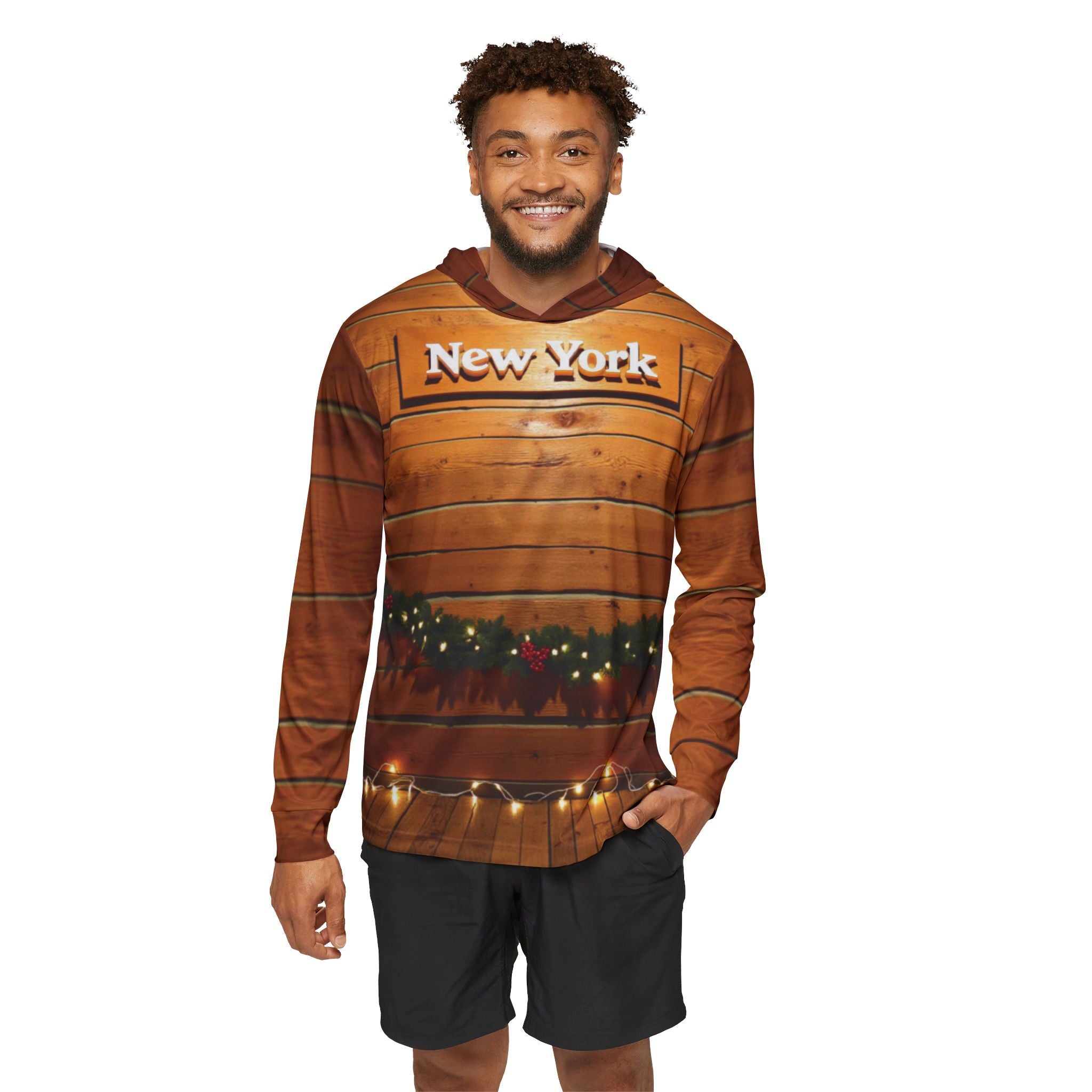 New York Christmas Wooden Wall Hoodie