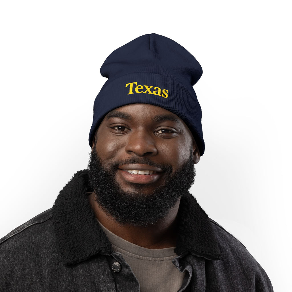 Cozy Texas Embroidered Knit Beanie, Winter Hat, Gifts for Texans, Outdoor Accessories, Casual Fashion
