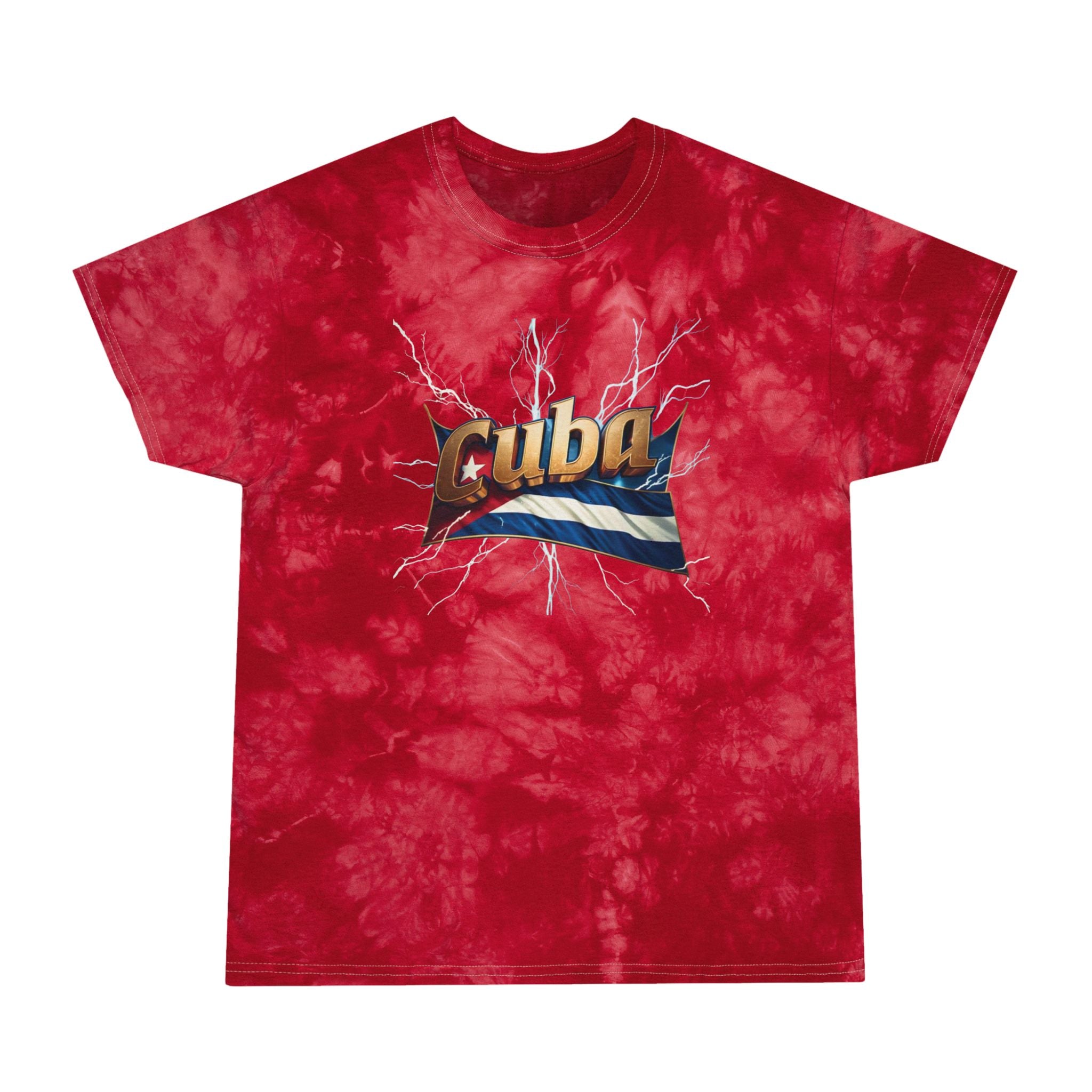 Camiseta tie-dye, Crystal - Camiseta con gráfico cubano vibrante en rojo o azul intenso