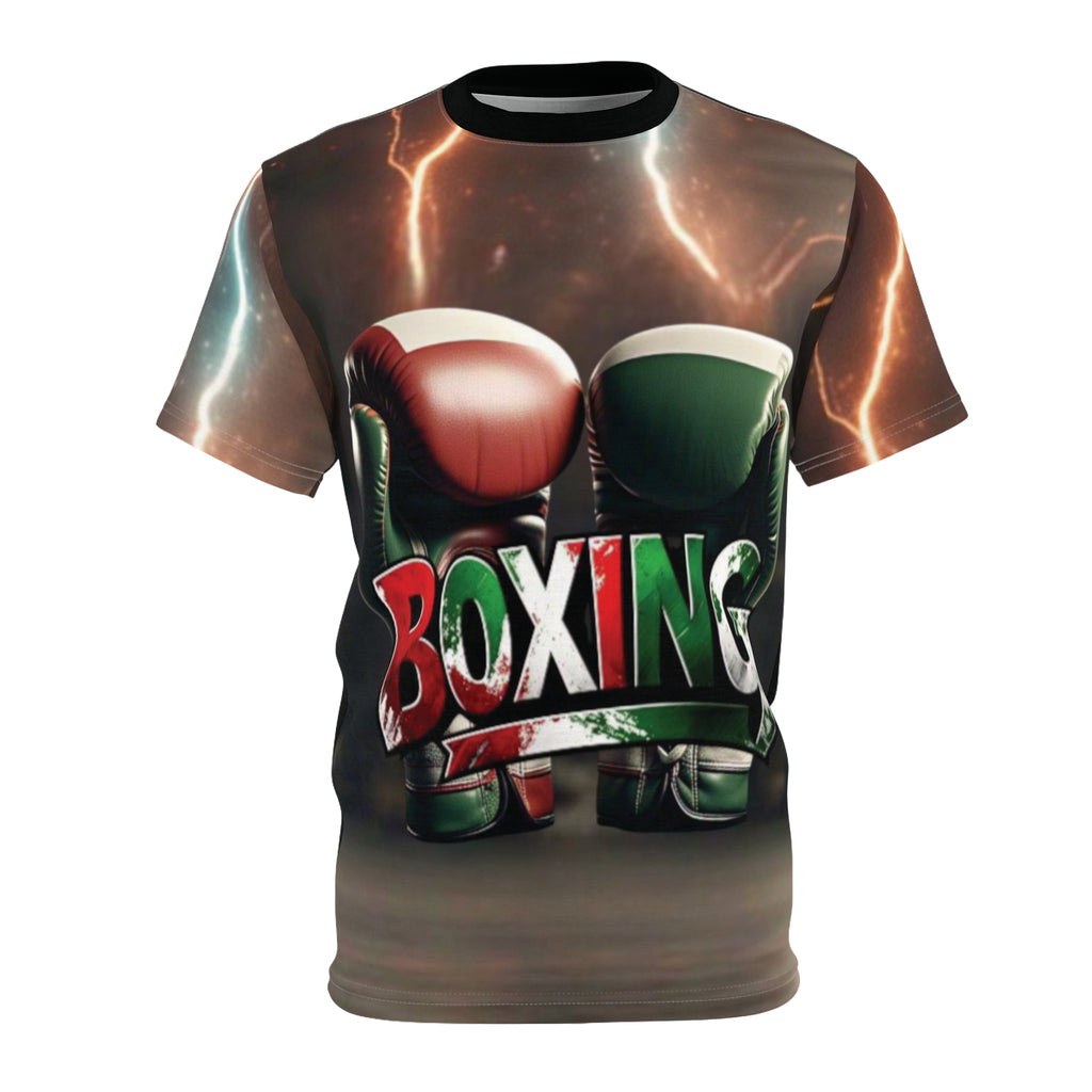 Camiseta "BOXING Impacto Mexicano" - Guantes Tricolor y Rayos de Poder
