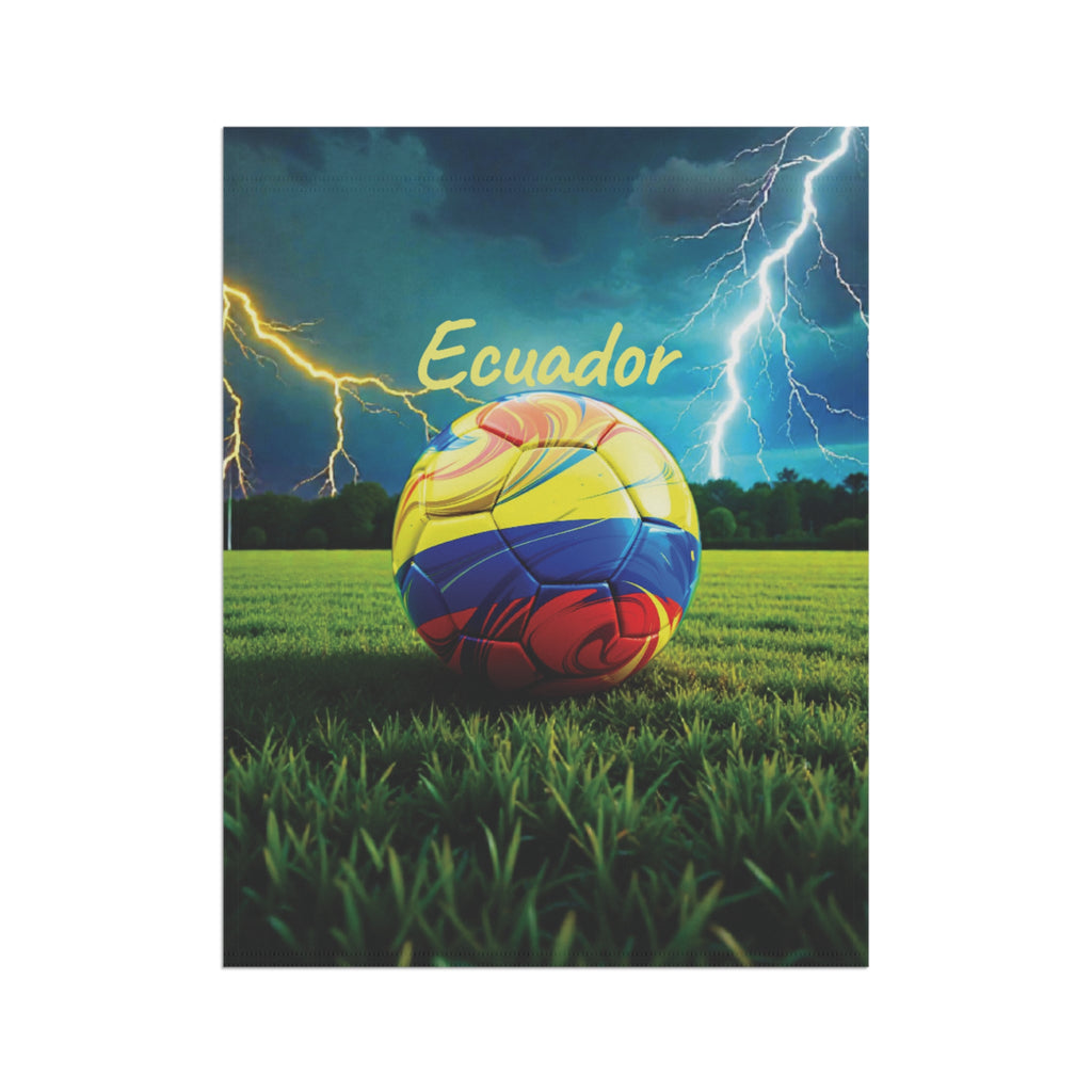 Ecuador Soccer Garden Flag — Lightning Storm Football Yard Banner