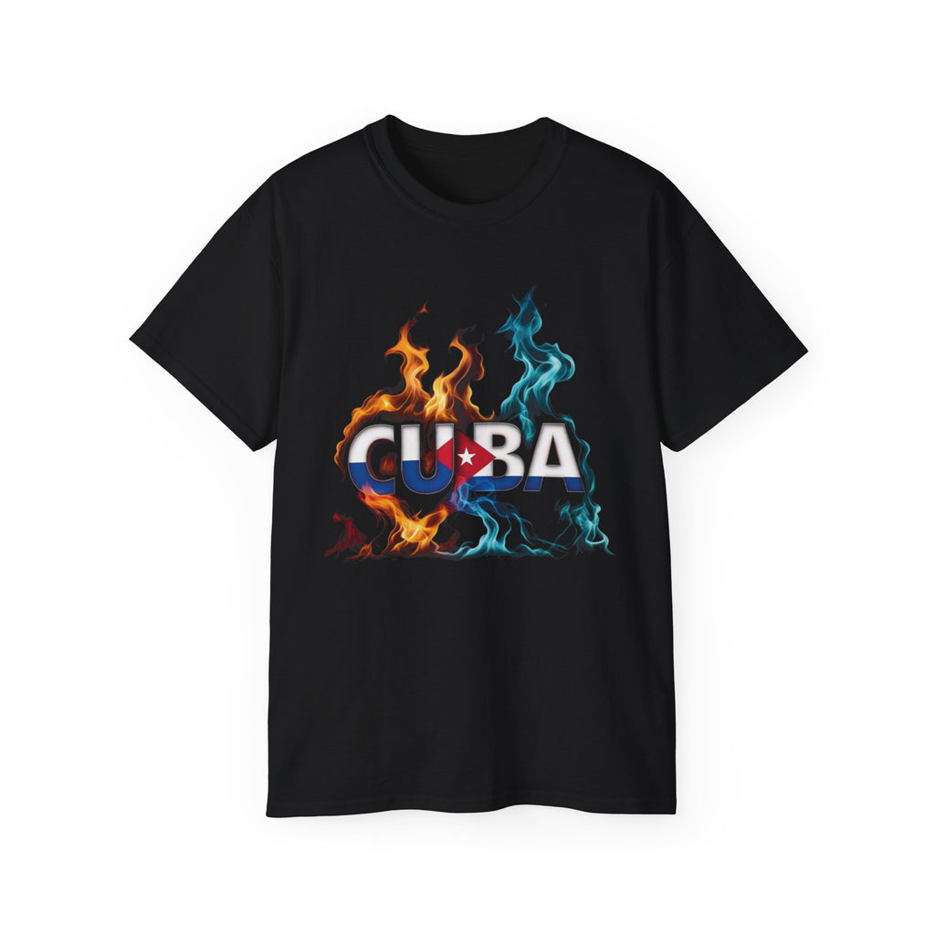 Camiseta gráfica con llamas de Cuba