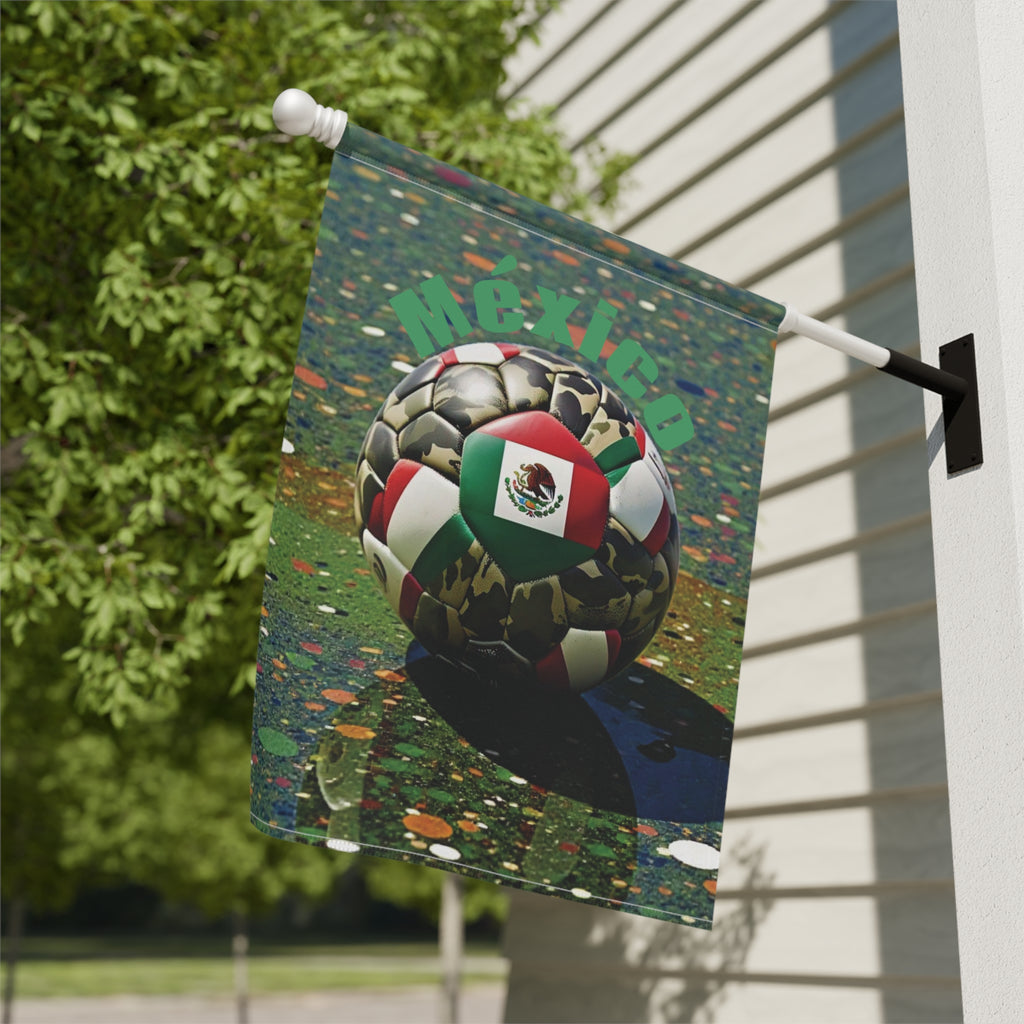 Mexico Soccer Ball Garden Flag — Patriotic Football Garden & House Banner
