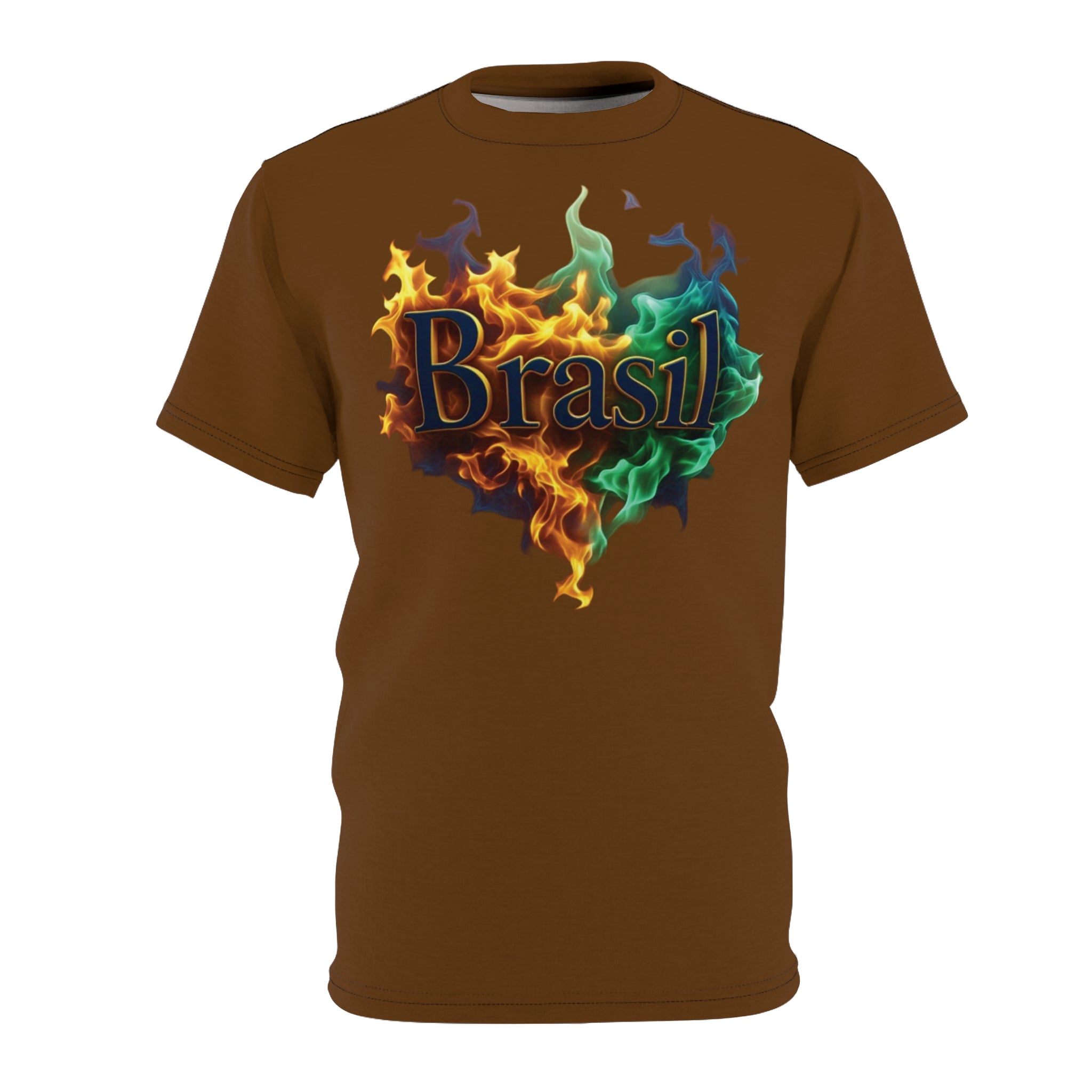 Camiseta Vibrant Brasil Flame - Camiseta unissex cortada e costurada para festivais e comemorações