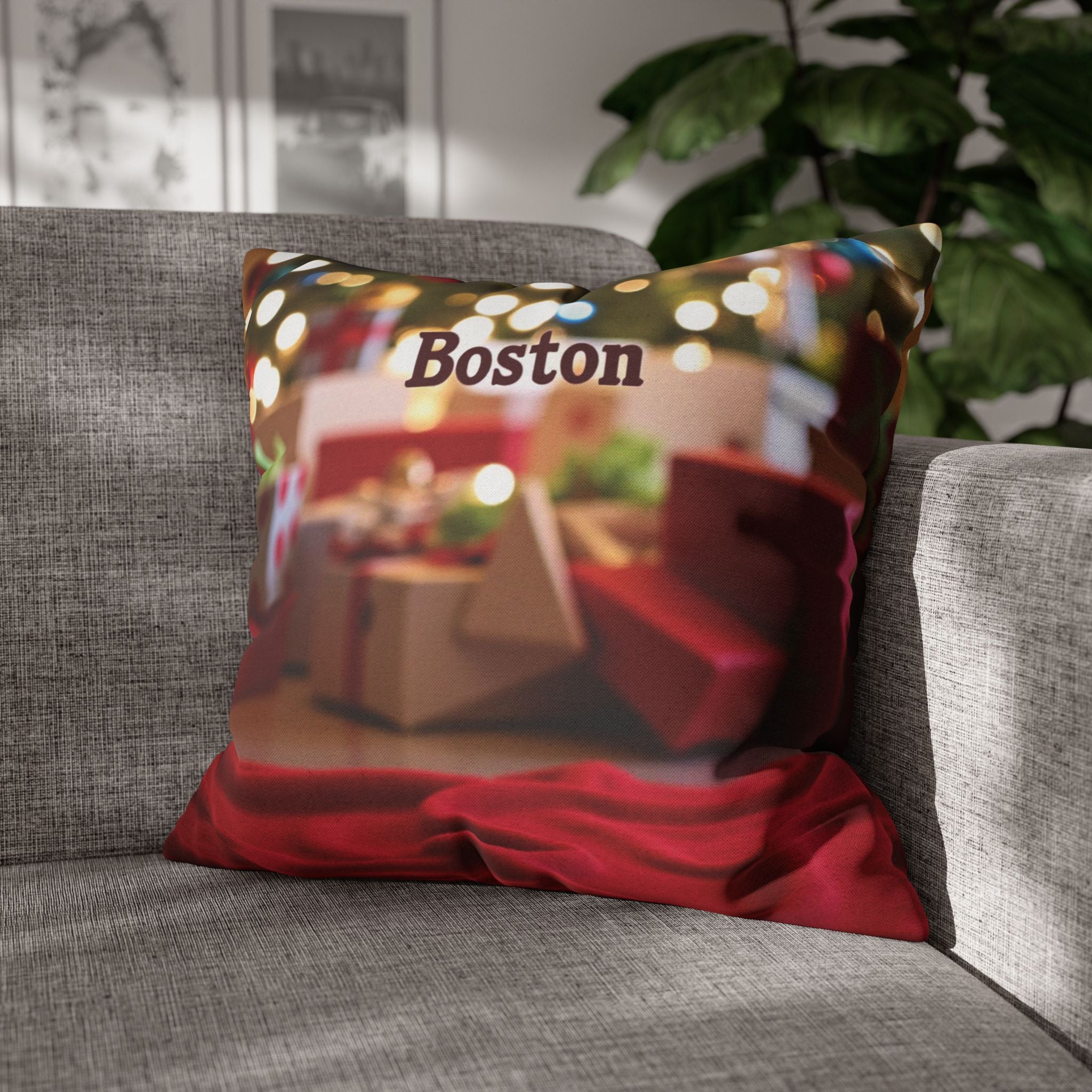 Boston Holiday Decorative Pillowcase