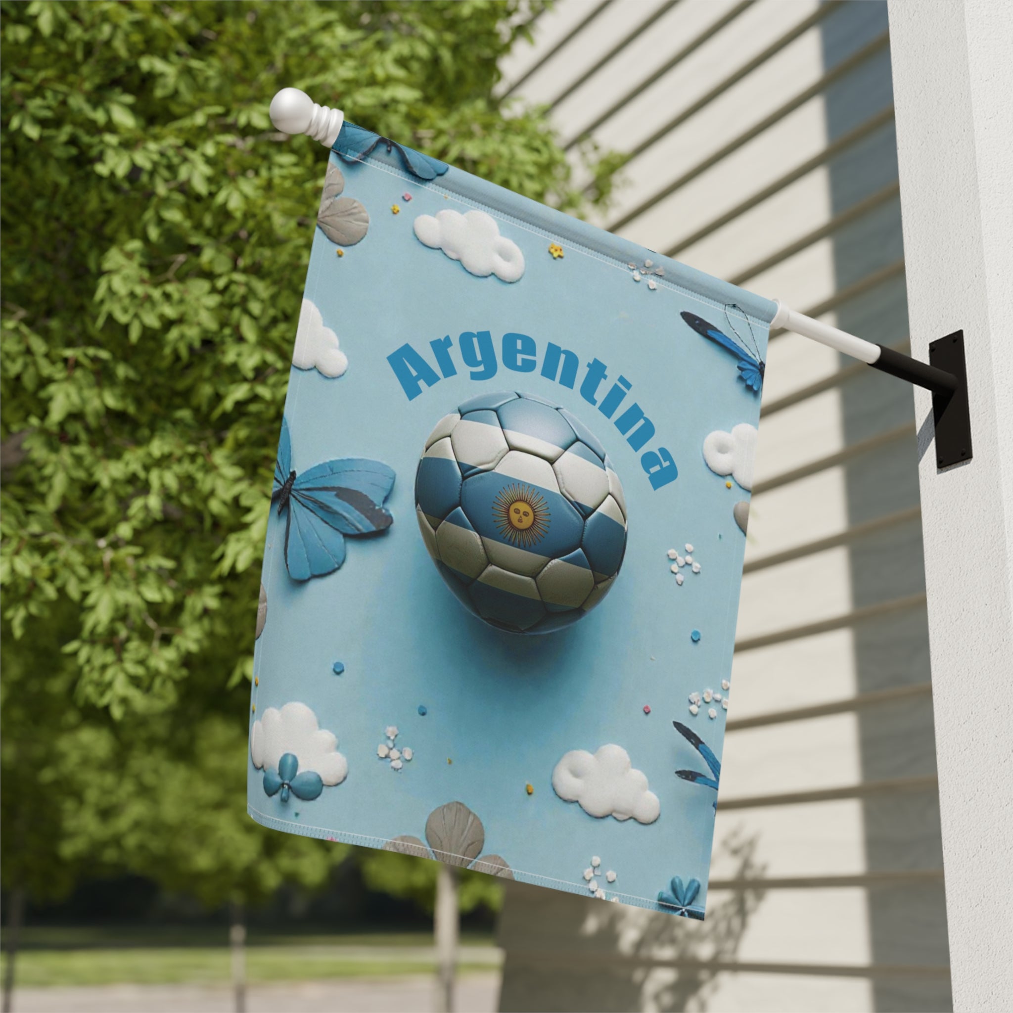 Argentina Soccer Garden Flag — Decorative Lawn Banner with Football Design