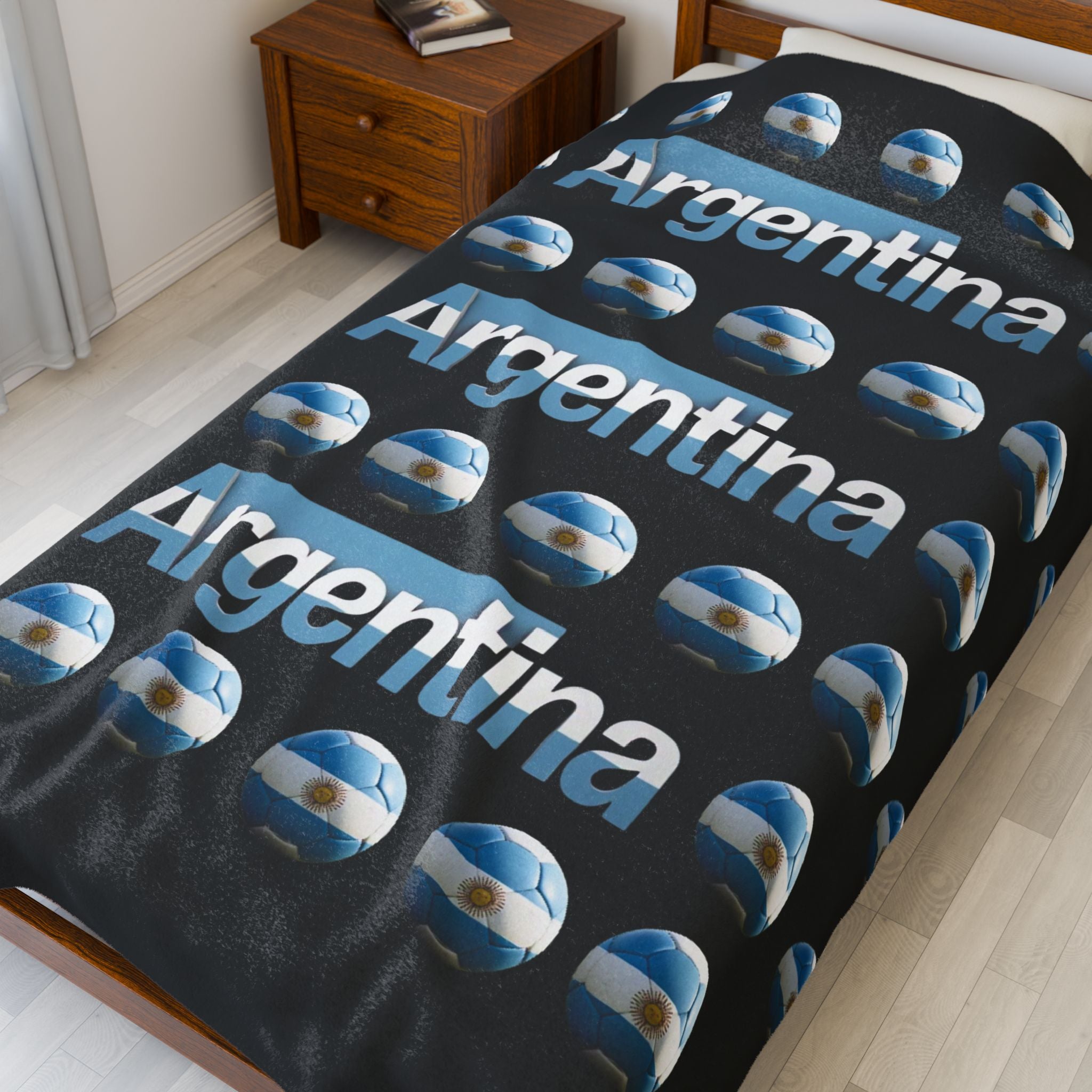 Manta de terciopelo de muchas bolas de soccer- Diseño argentino