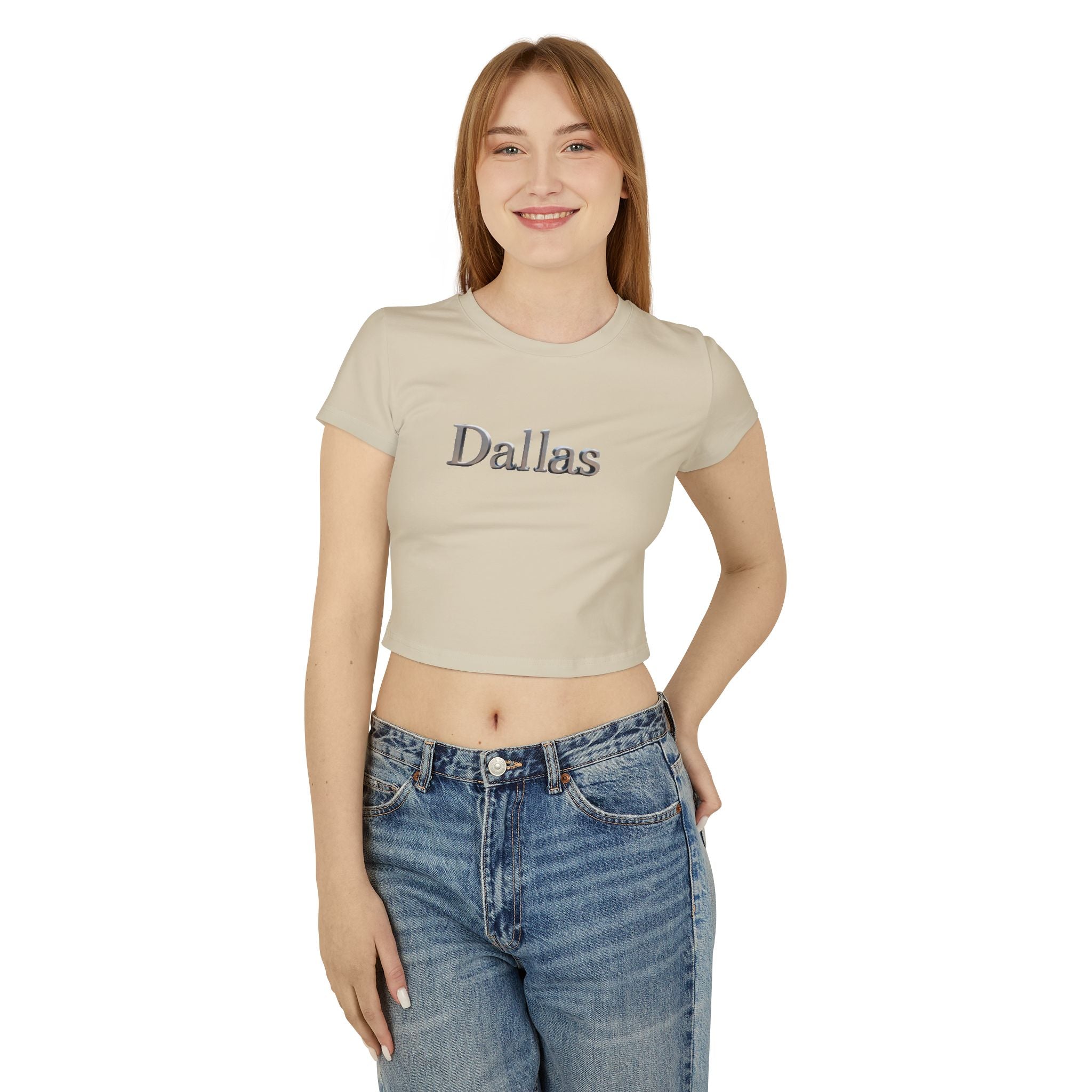 Dallas Women's Baby Tee - Trendy Cropped T-Shirt, Cute Casual Top, Gift for her, Summer Fashion, City Graphic Tee