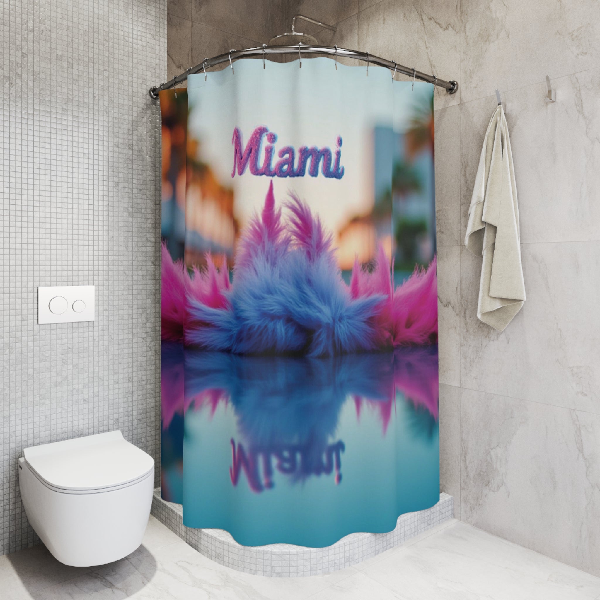 Vibrant Miami Shower Curtain - Tropical Décor for a Bright Bathroom