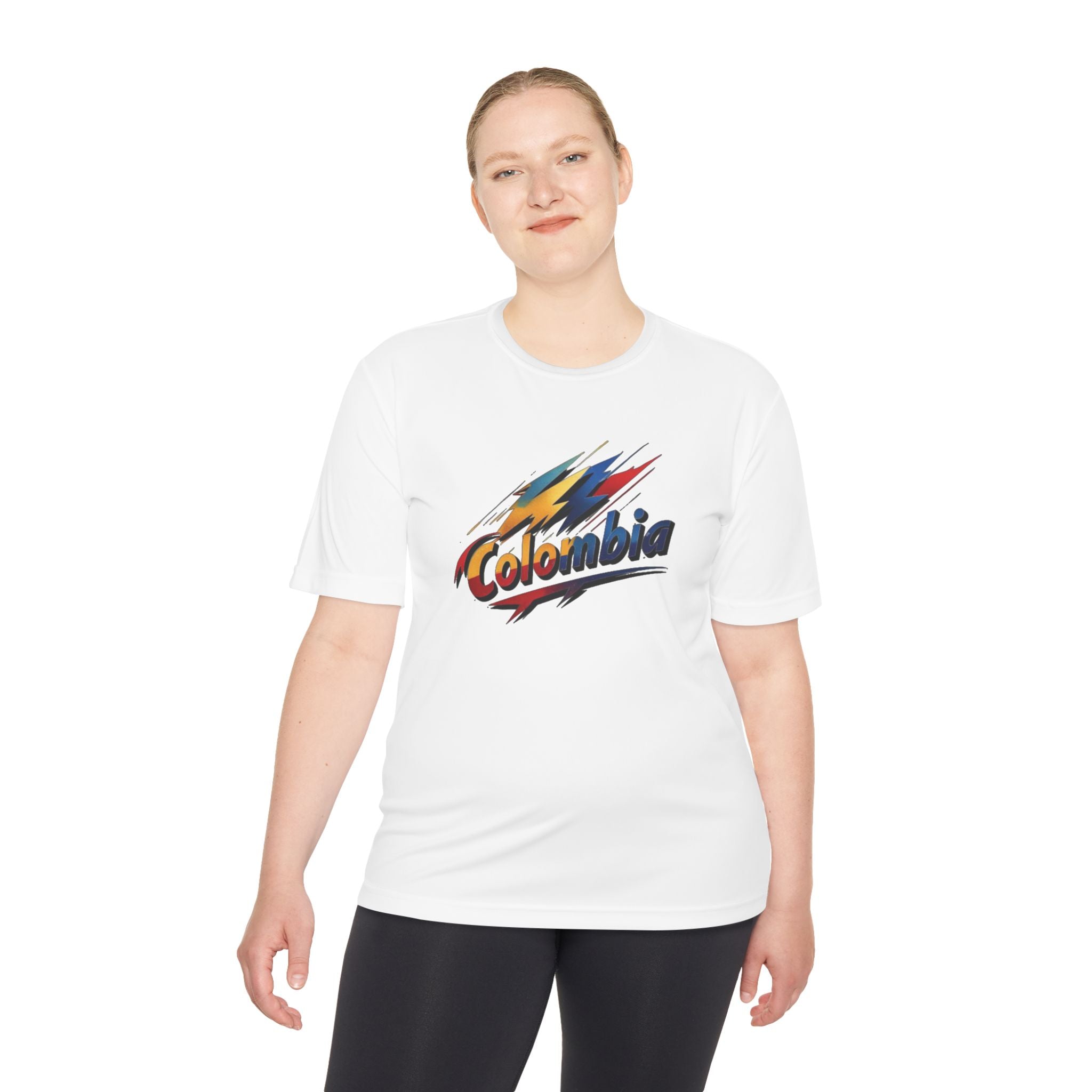 Camiseta unisex colombiana que absorbe la humedad: perfecta para deportes y viajes.