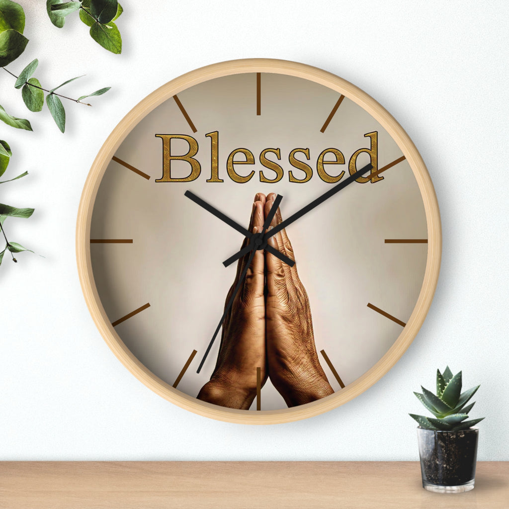 Inspirational Wall Clock - Blessed Home Decor, Spiritual Gift, Positive Vibes, Faith-Based Wall Art, Motivational Office Decor