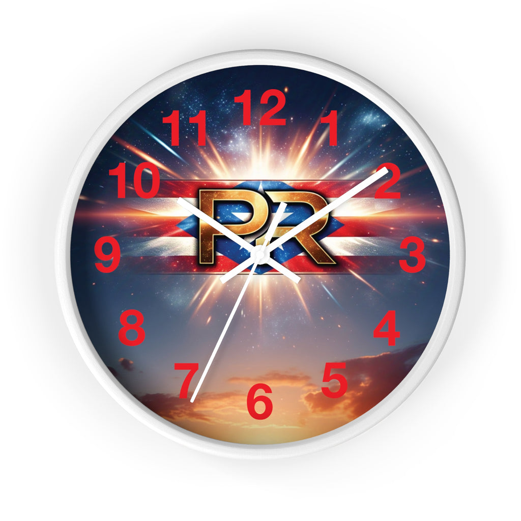 Reloj de pared puertorriqueño con el logotipo de PR: perfecto para decoración del hogar o regalos.