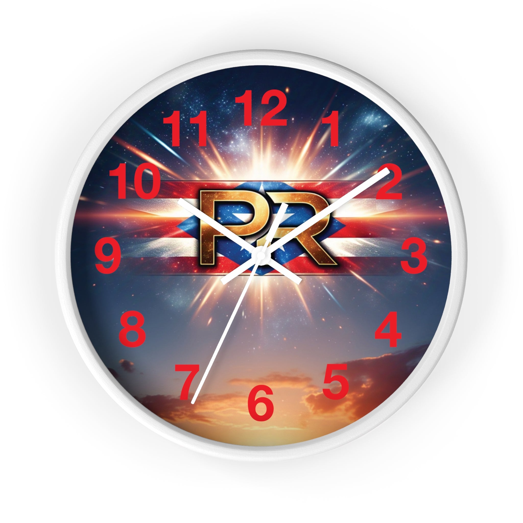 Reloj de pared puertorriqueño con el logotipo de PR: perfecto para decoración del hogar o regalos.