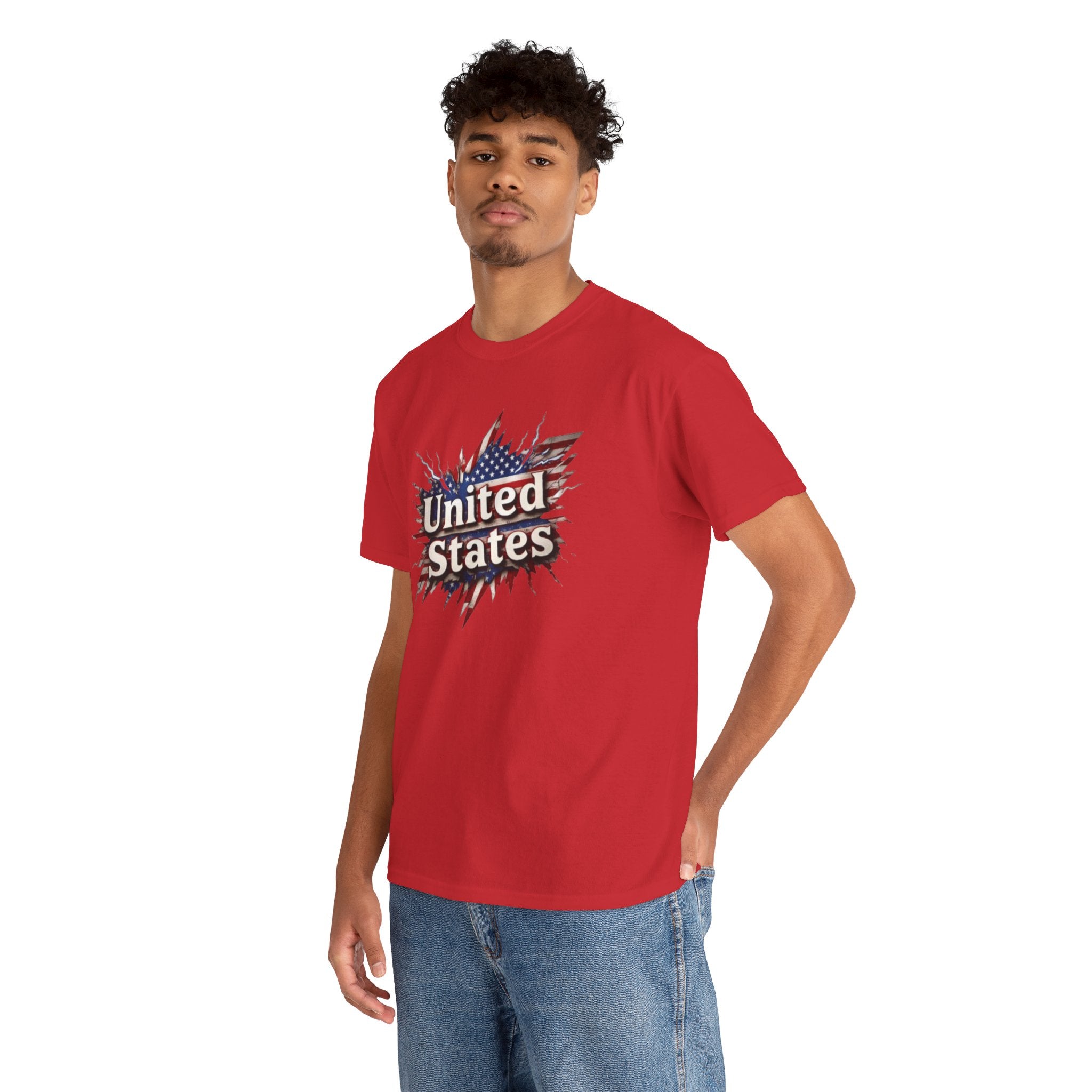 Patriotic USA Unisex Heavy Cotton Tee - American Flag Graphic