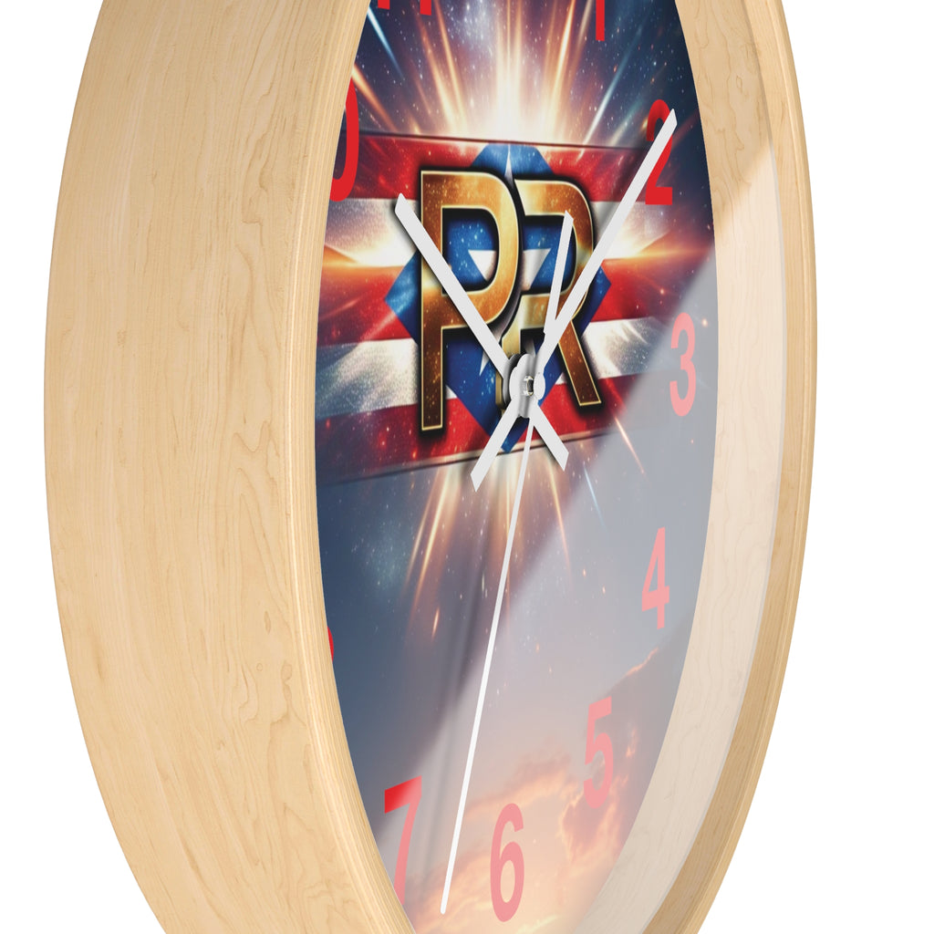 Reloj de pared puertorriqueño con el logotipo de PR: perfecto para decoración del hogar o regalos.
