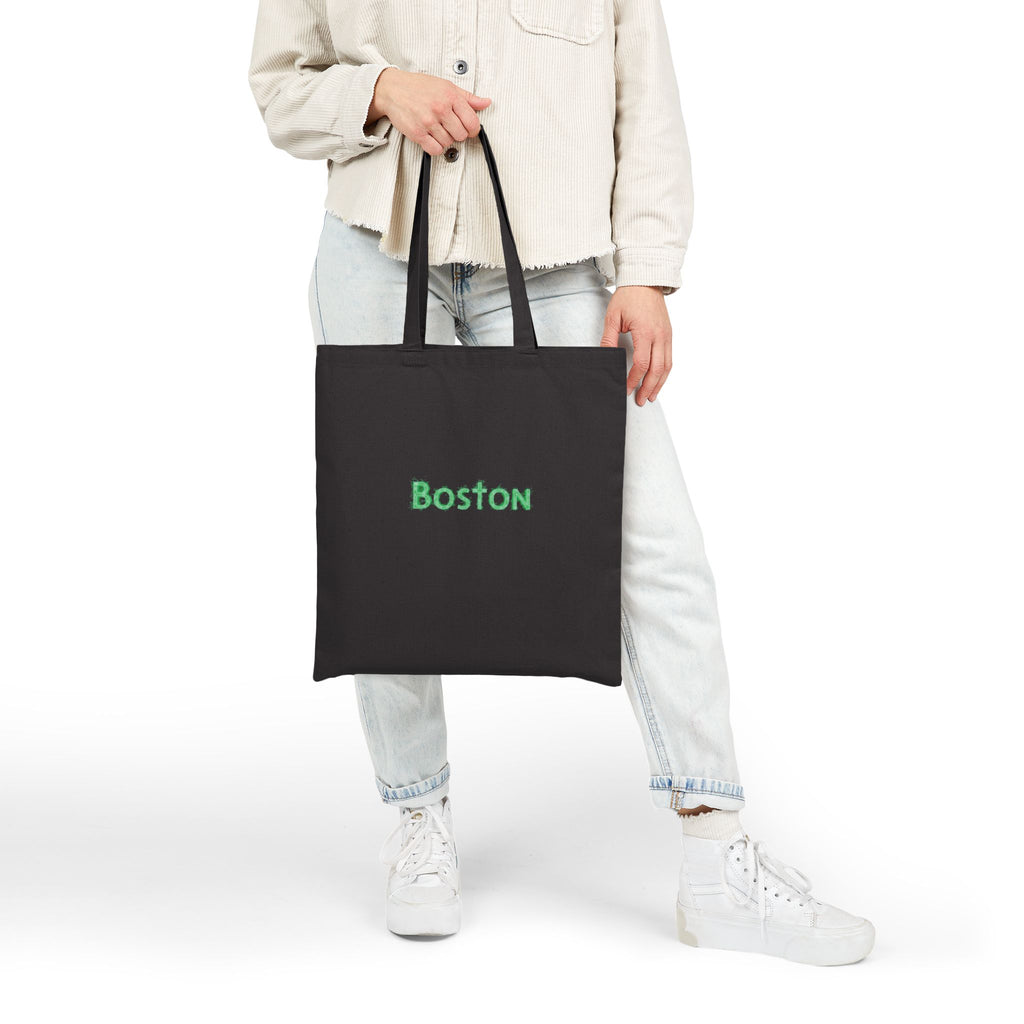 Boston Canvas Tote Bag — Green Embroidered City Market Tote
