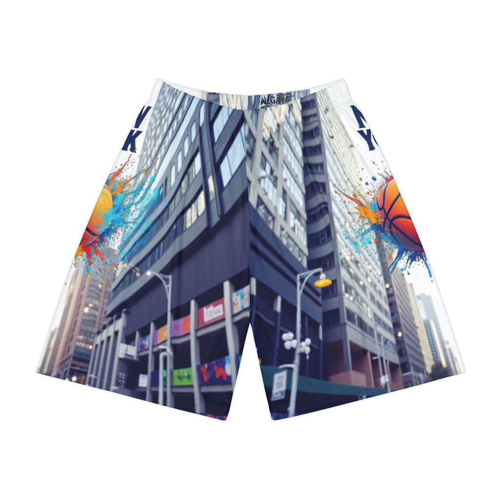 New York Basketball Cityscape Sports Shorts — Men’s Athletic AOP