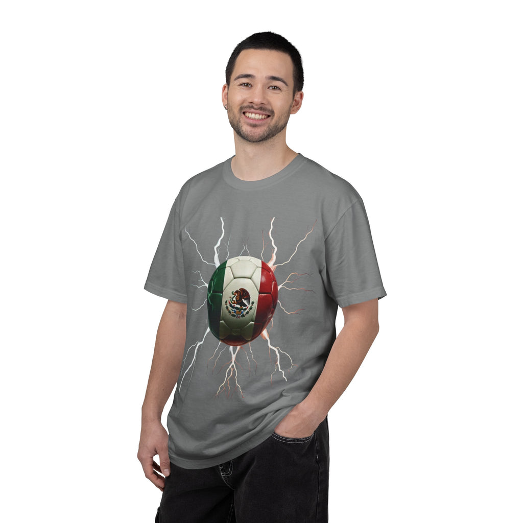 Mexico Unisex Soccer T-Shirt: Electric Garment-Dyed Design for Fans