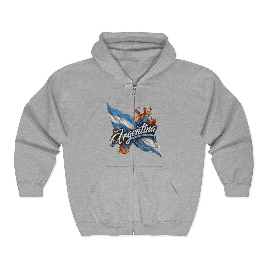 Unisex full-zip hoodie with the Argentine flag