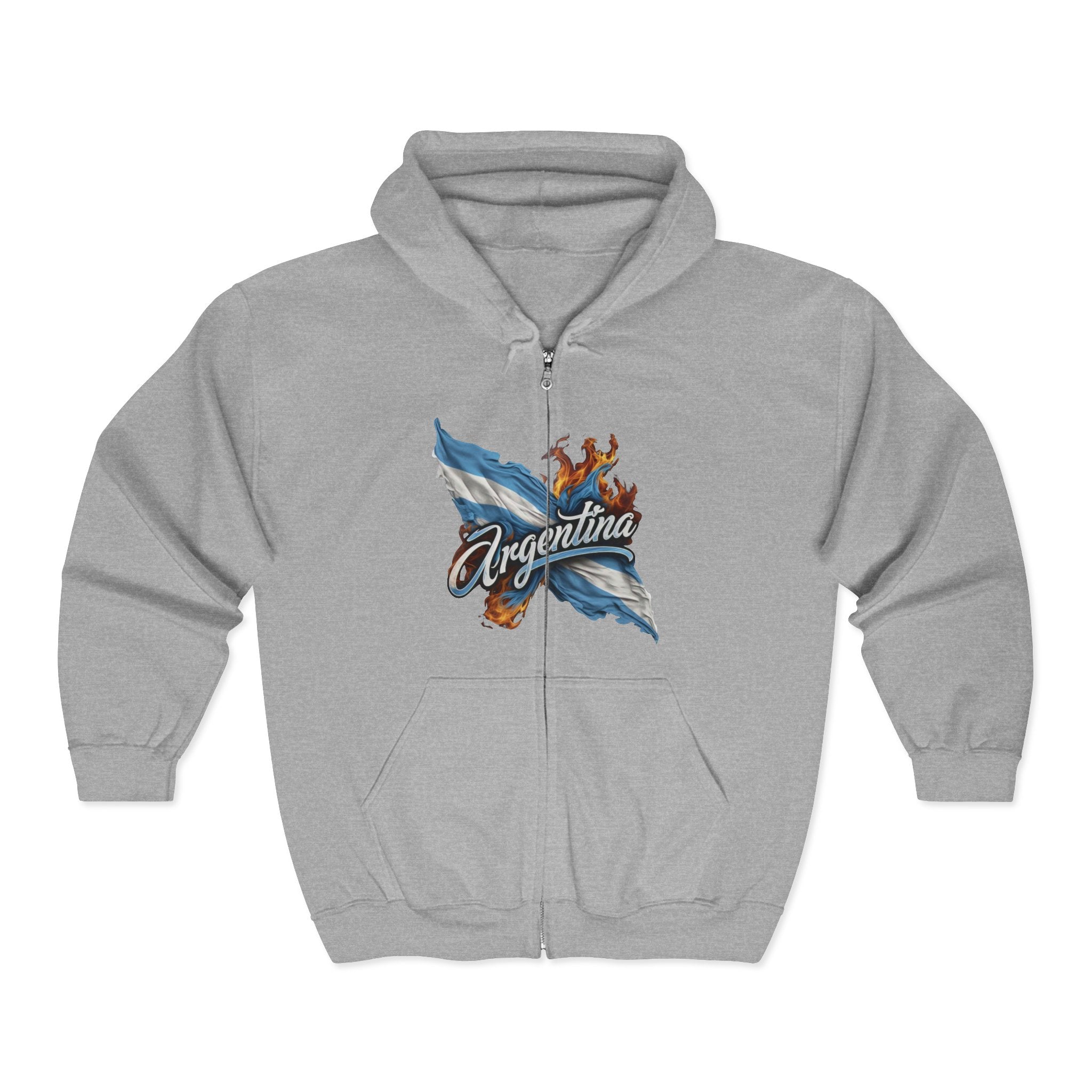 Unisex full-zip hoodie with the Argentine flag