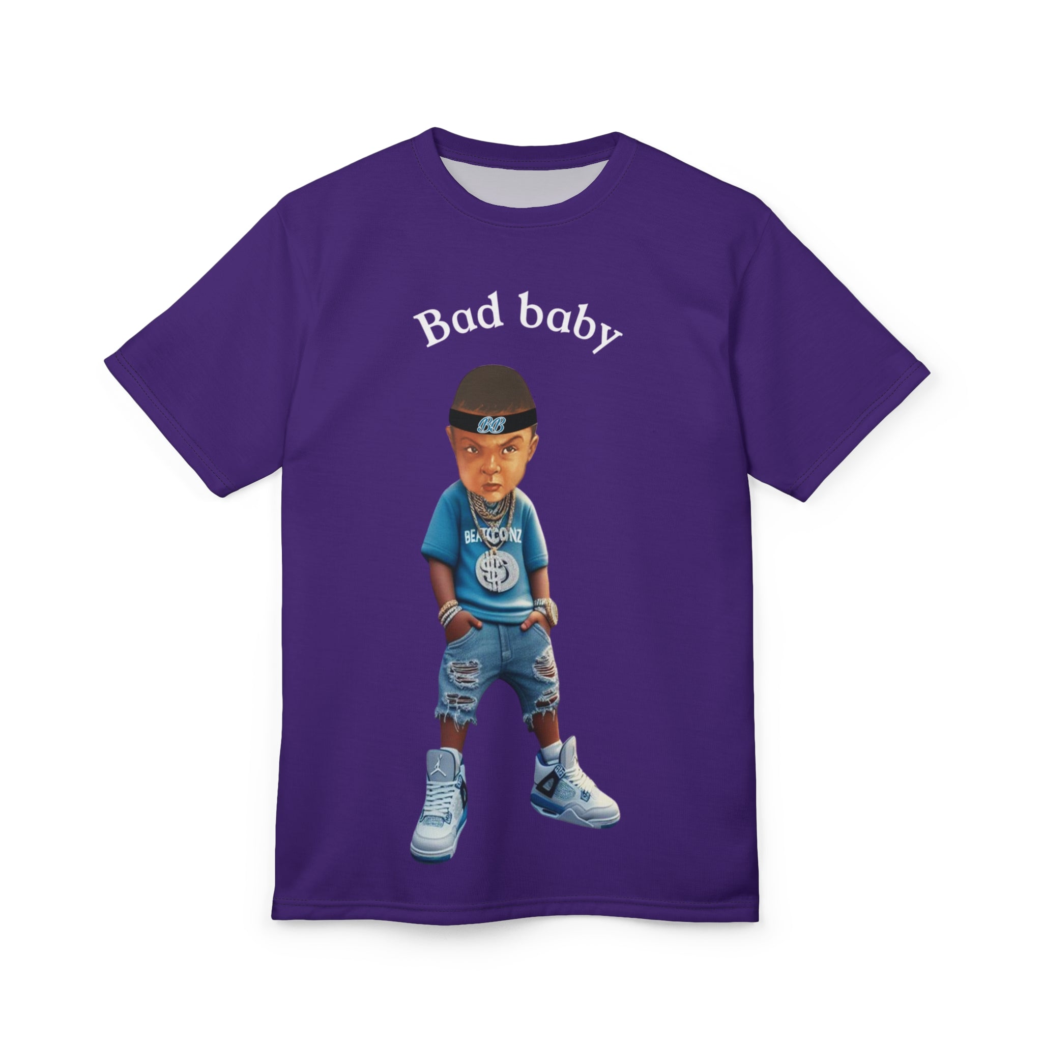 Bad Baby Cut & Sew Tee, men's T-Shirt, Gender Neutral Top, Black White Shirt, Graphic Tee, Streetwear Fashion