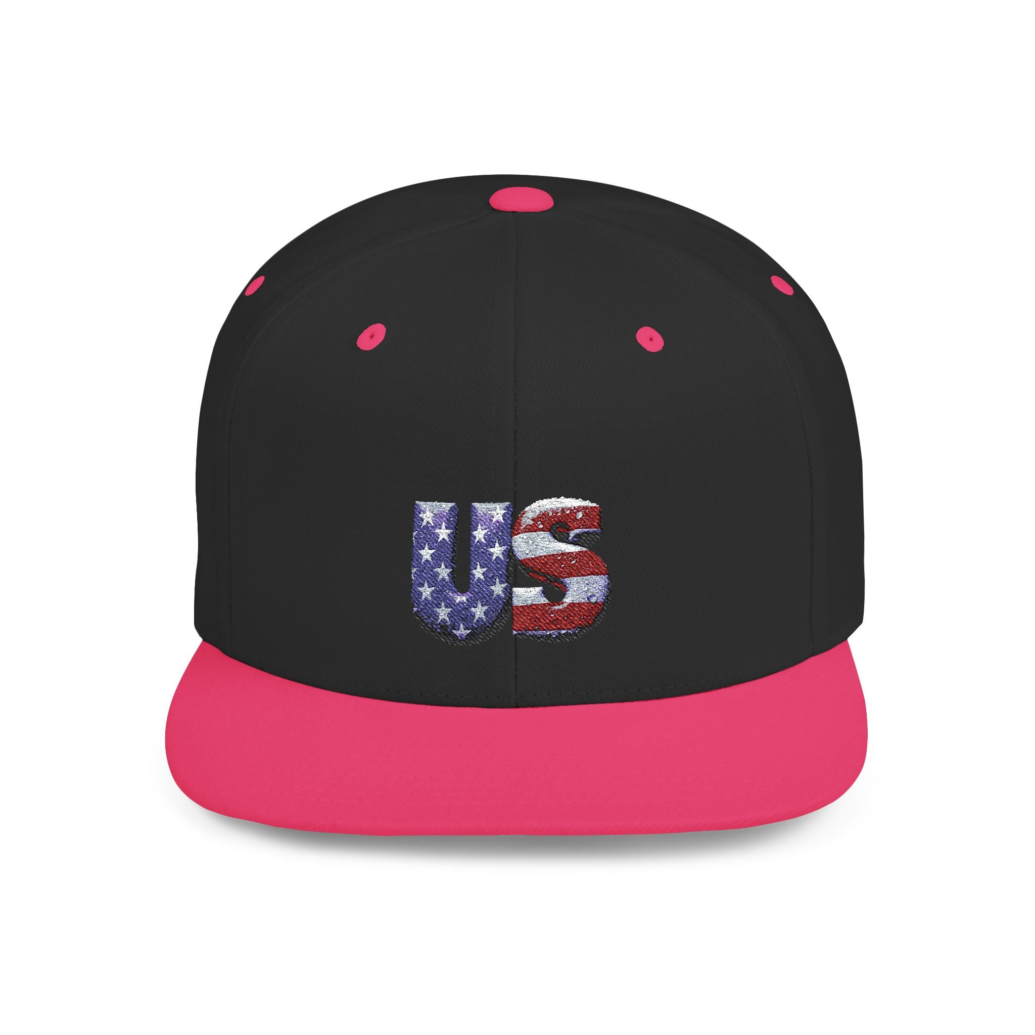 Patriotic Flat Bill Snapback Hat - 'US' Design