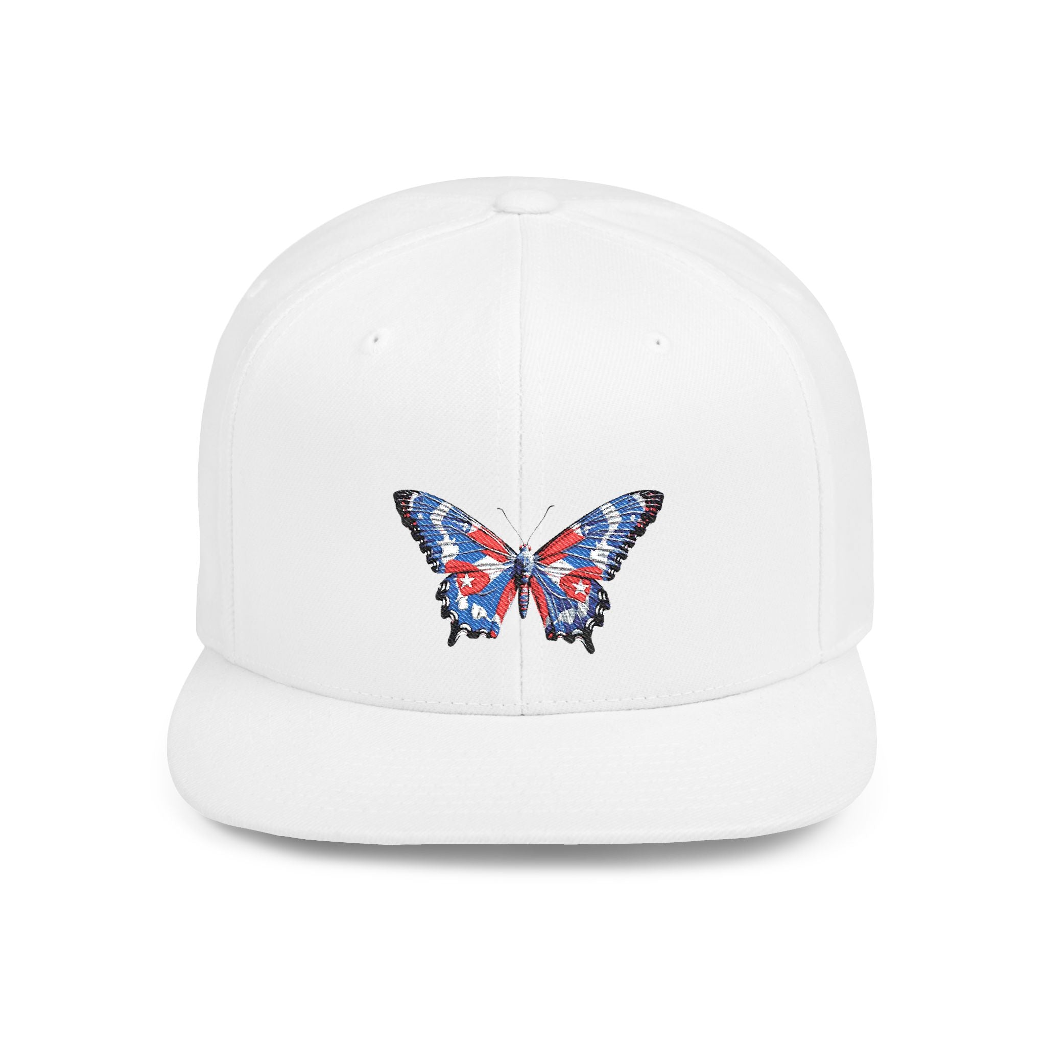 Gorra Snapback con diseño de mariposa en los colores de la bandera cubana