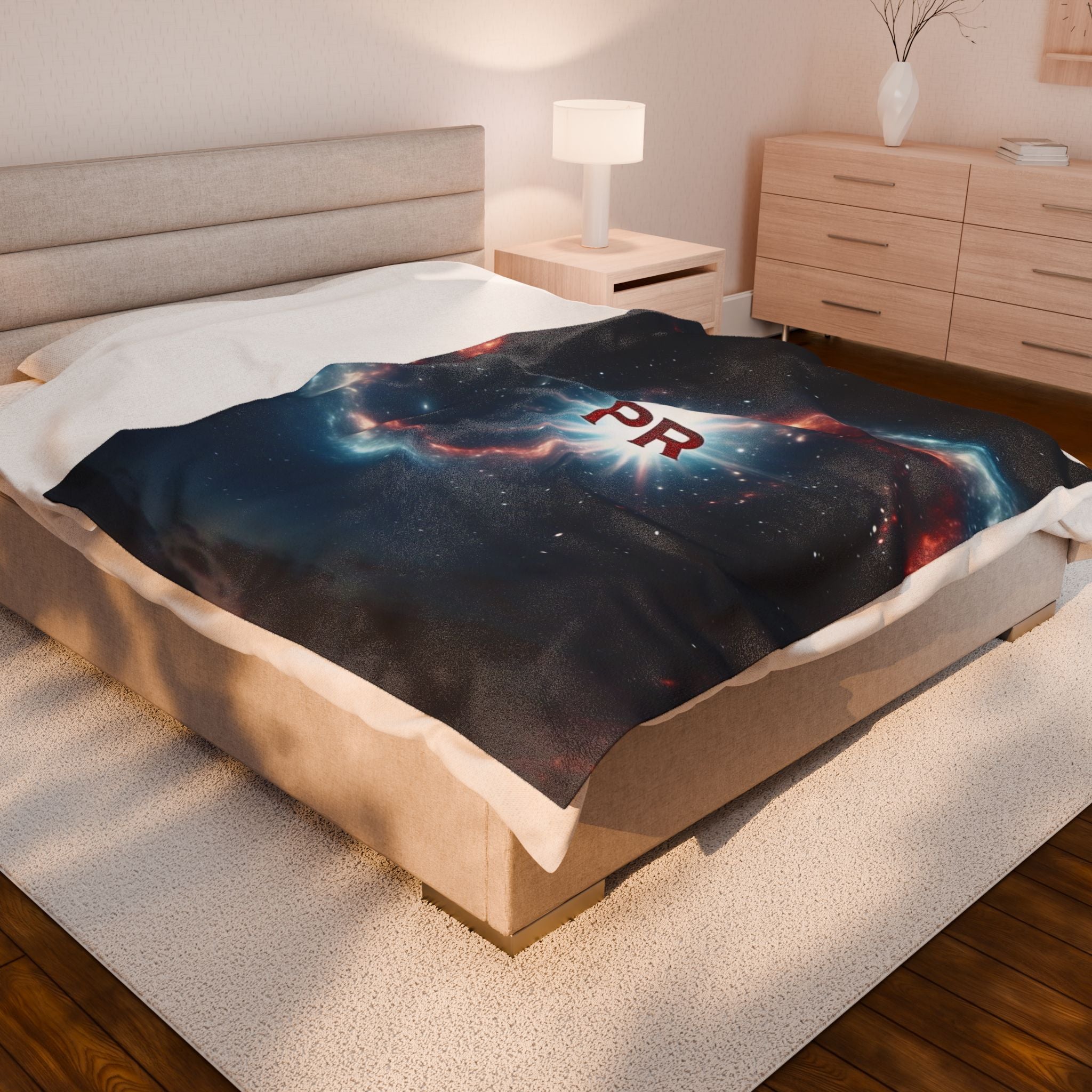 Galaxy Nebula Velveteen Plush Blanket – PR Monogram Space Throw