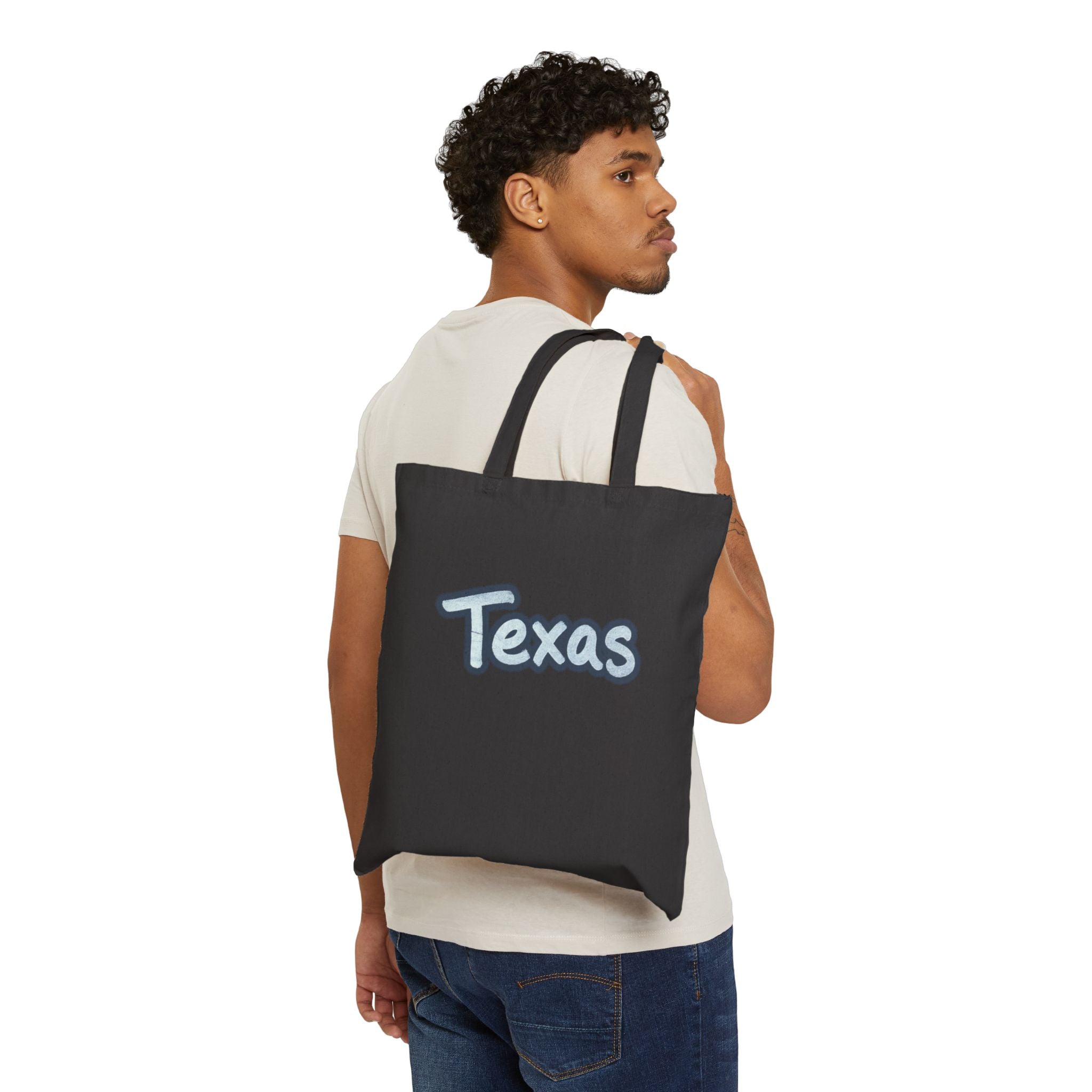 Texas Script Canvas Tote — Eco Cotton Grocery & Market Bag