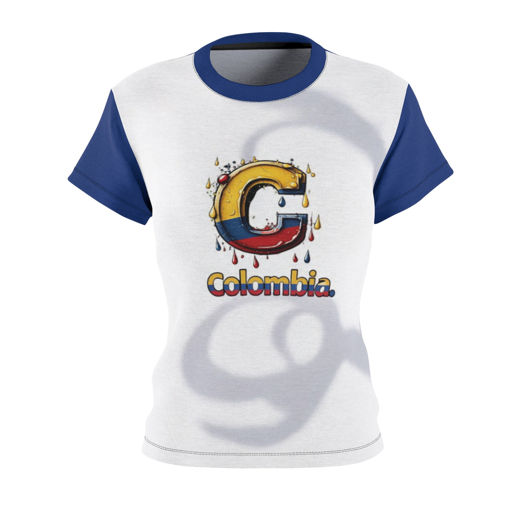 Camiseta con gráfico de Colombia para mujer, con corte y costura: estilo cultural vibrante