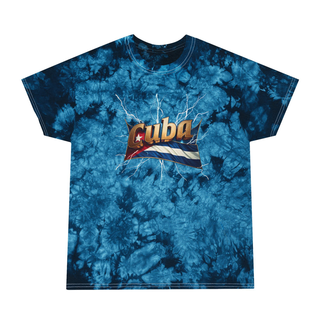 Camiseta tie-dye, Crystal - Camiseta con gráfico cubano vibrante en rojo o azul intenso