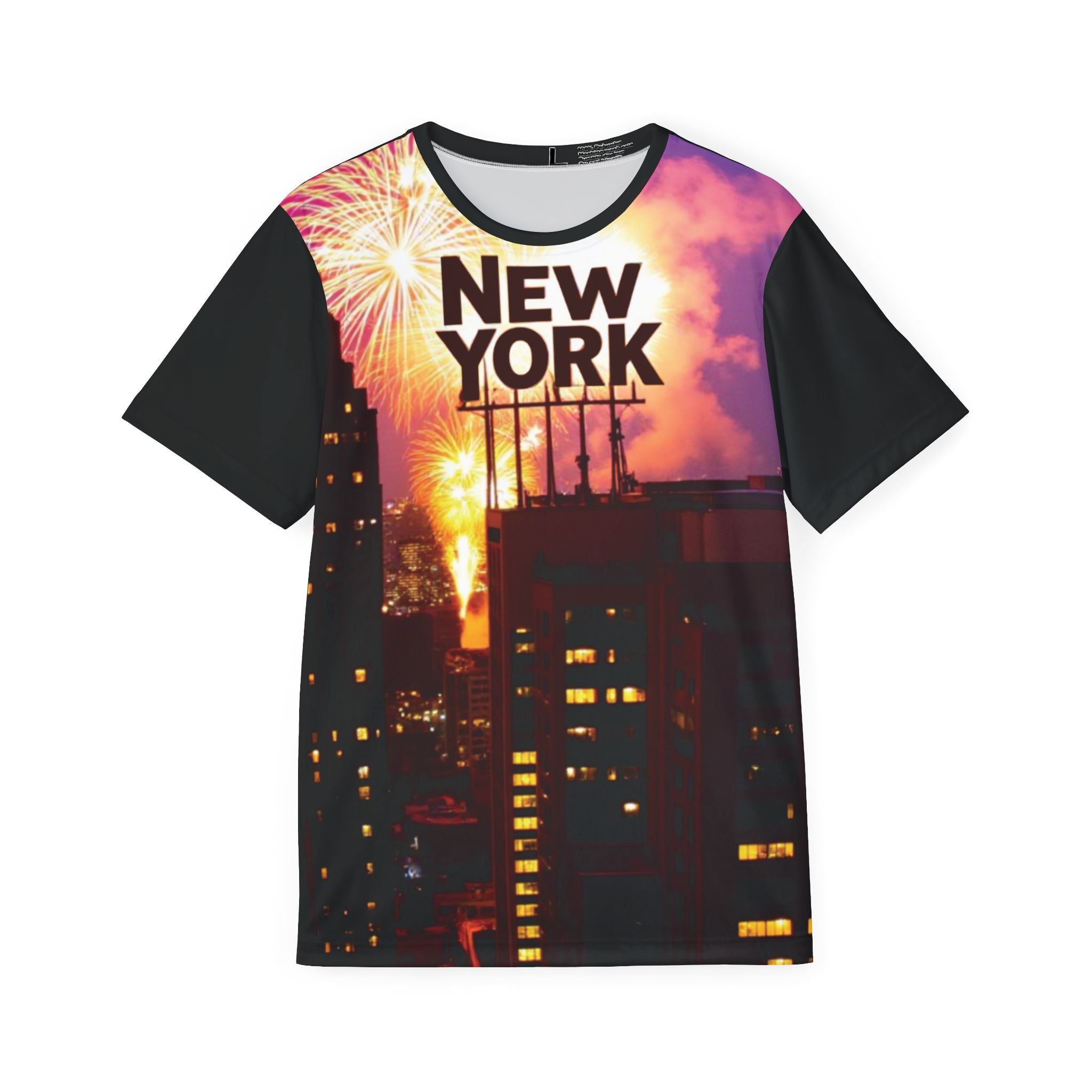 New York Skyline Sports Jersey — Fireworks Cityscape Tee