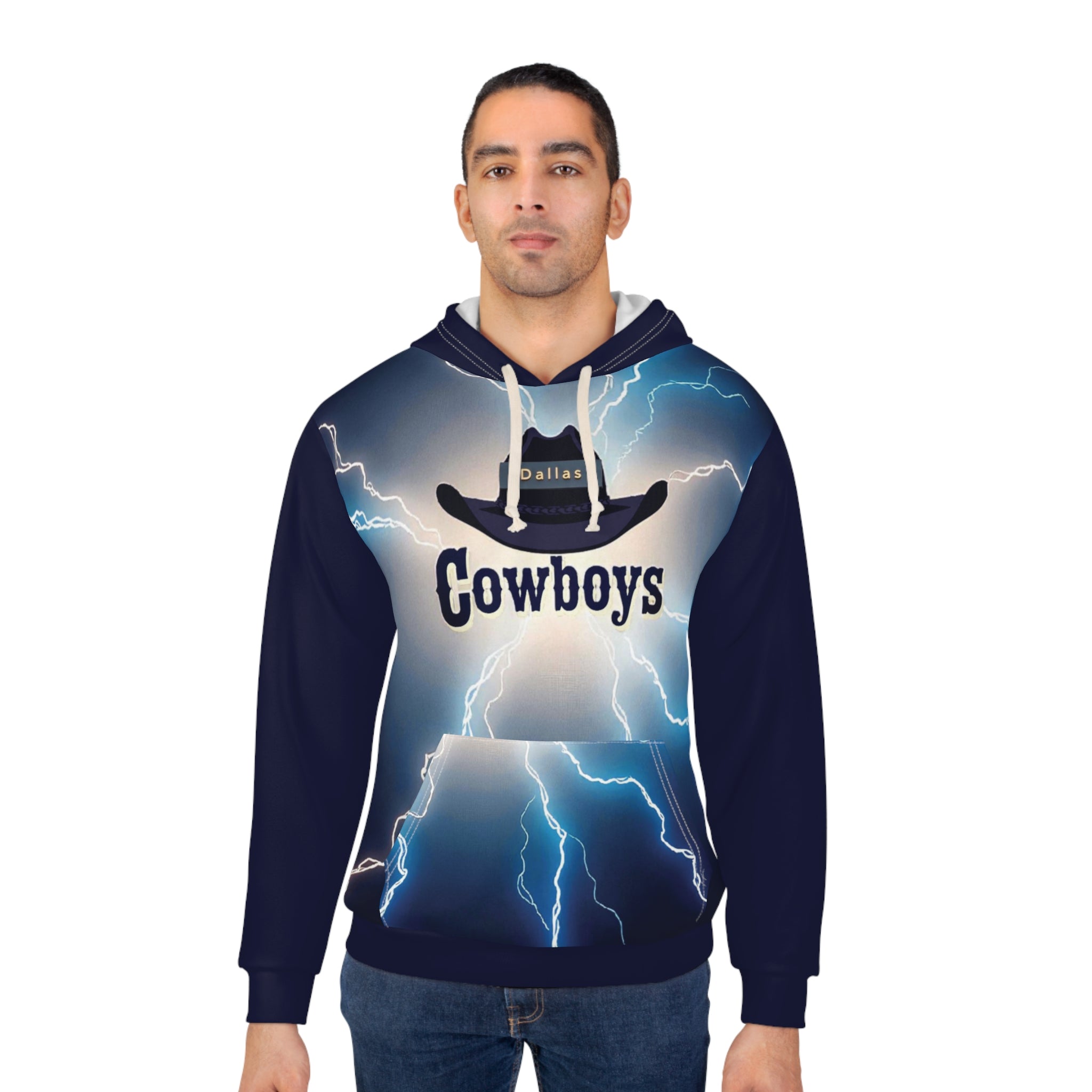 Cowboys Lightning Unisex Pullover Hoodie, Western Style Hoodie, Graphic Hoodie, Gift for Cowboys Fans, Casual Wear, Unique Hoodie Design 