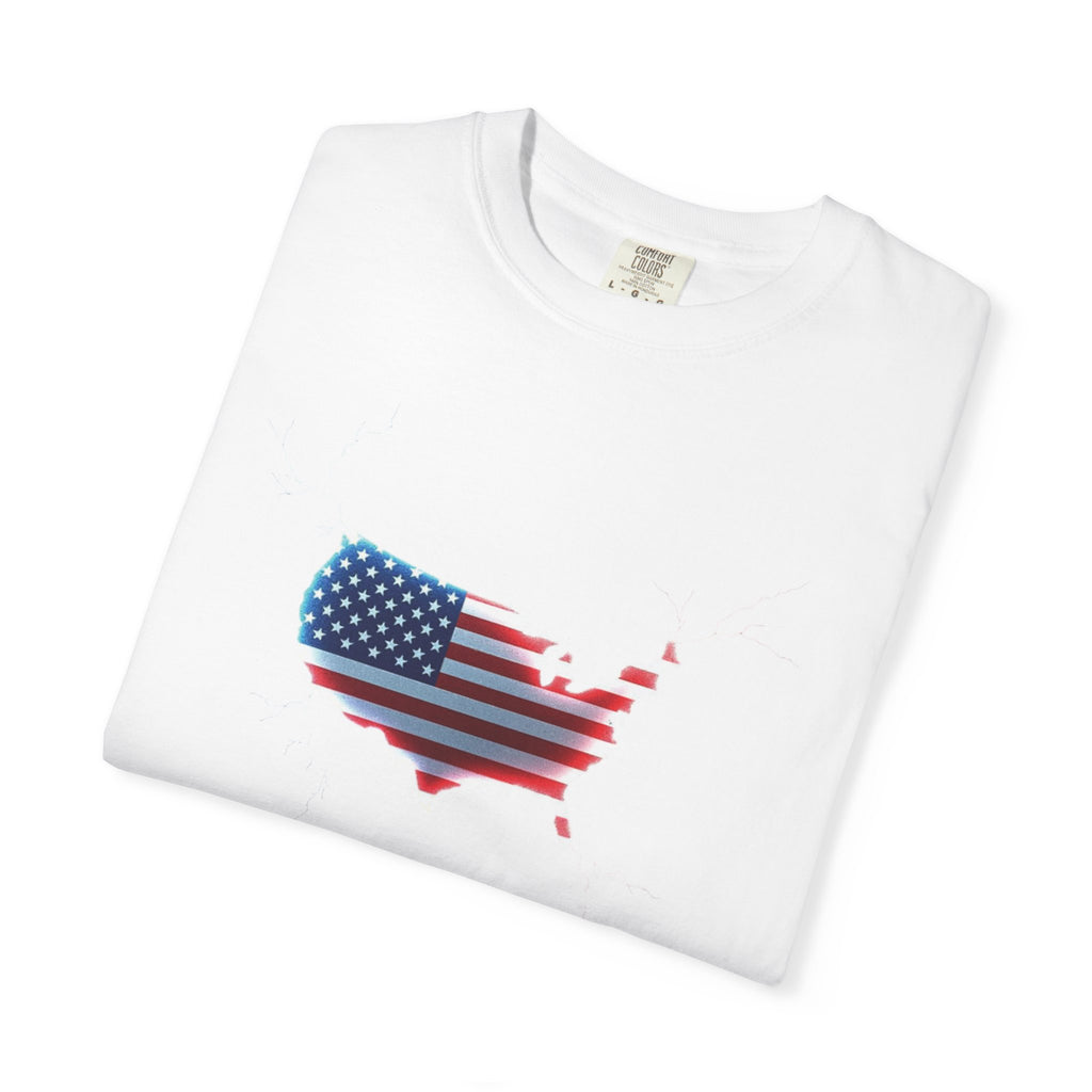 Unisex Garment-Dyed T-shirt - USA Flag Map Design | Casual Independence Day Apparel