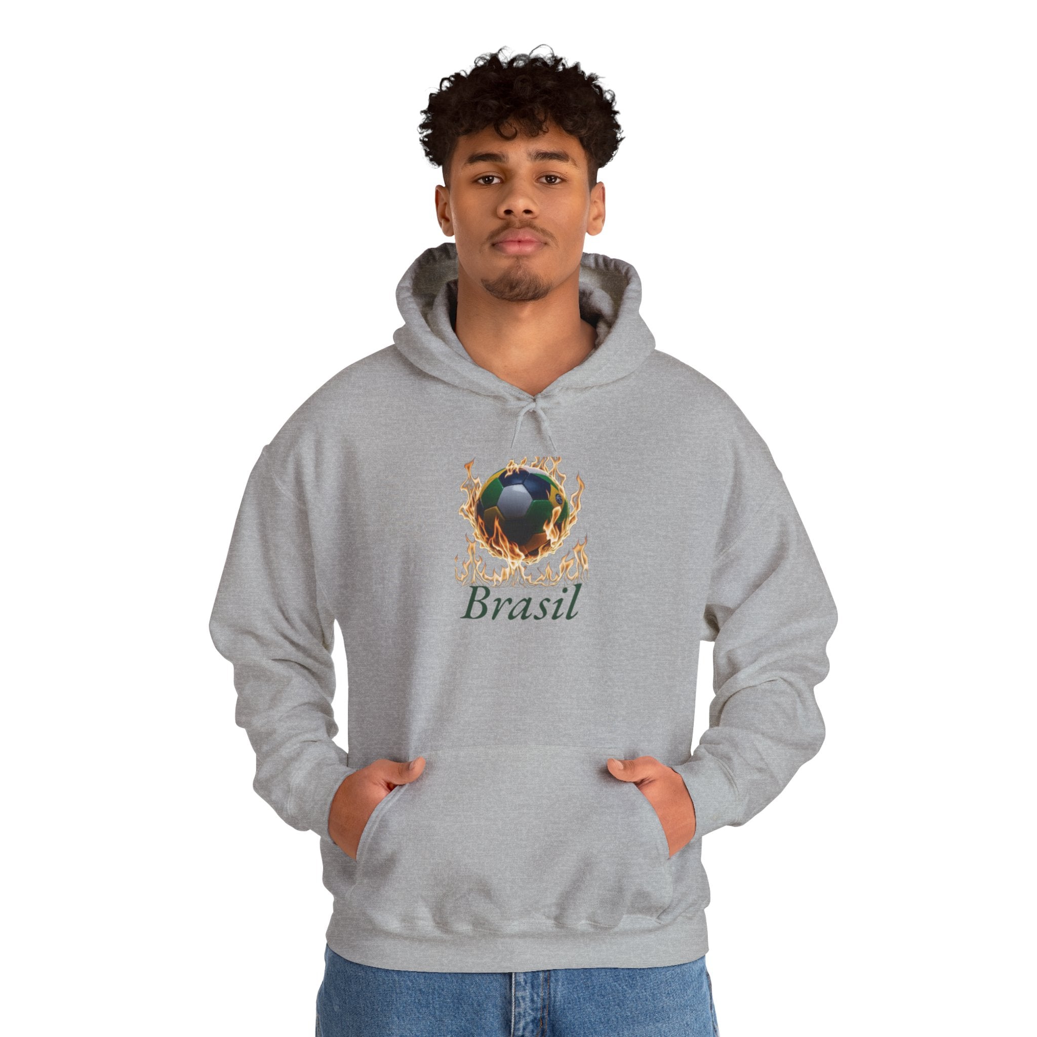 Moletom com capuz unissex com estampa de chamas do Brasil - Mantenha-se confortável e estiloso - Roupa de lazer confortável para todos