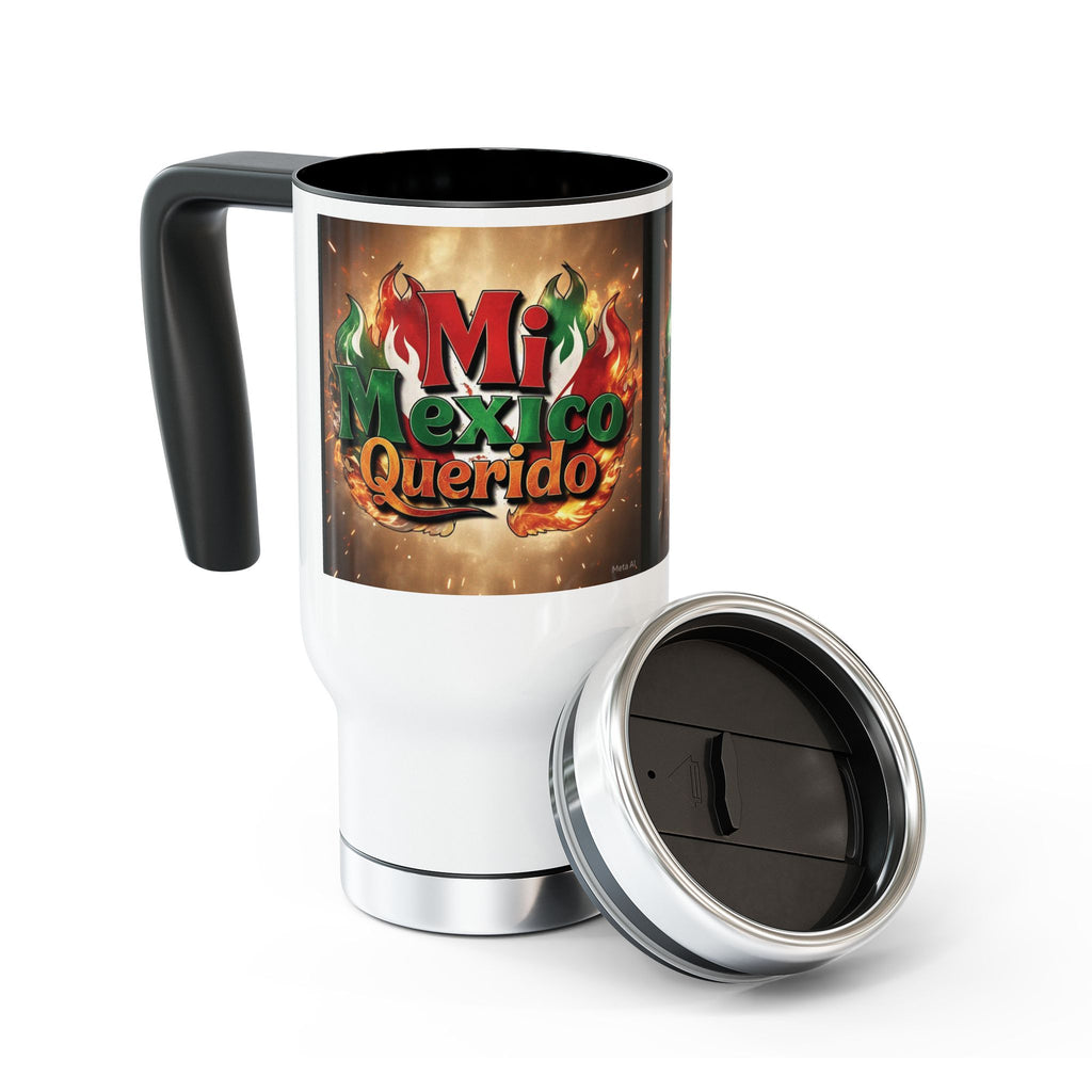 Taza de viaje Fiery Mexico - 14 oz de acero inoxidable con asa