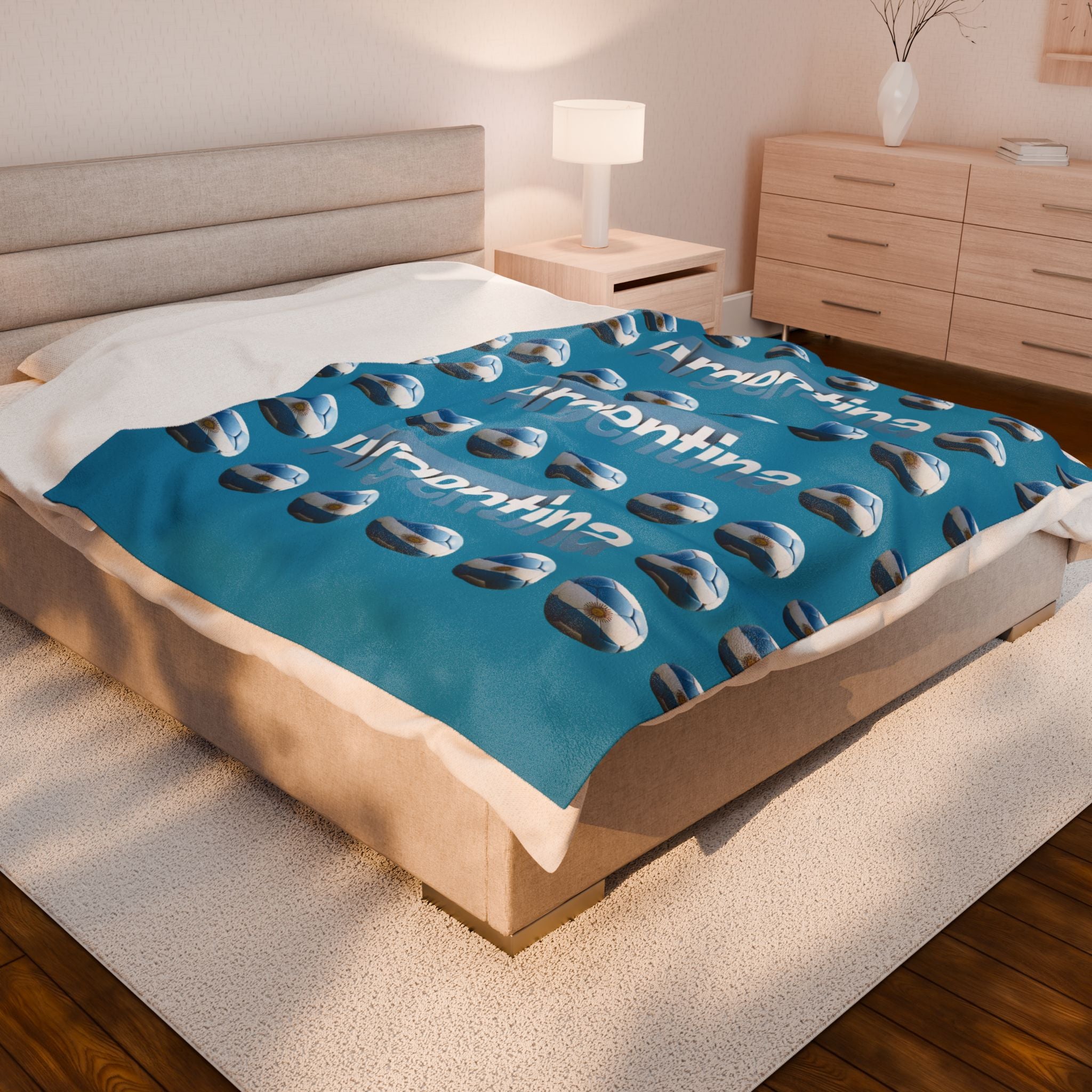 Manta de terciopelo de muchas bolas de soccer- Diseño argentino