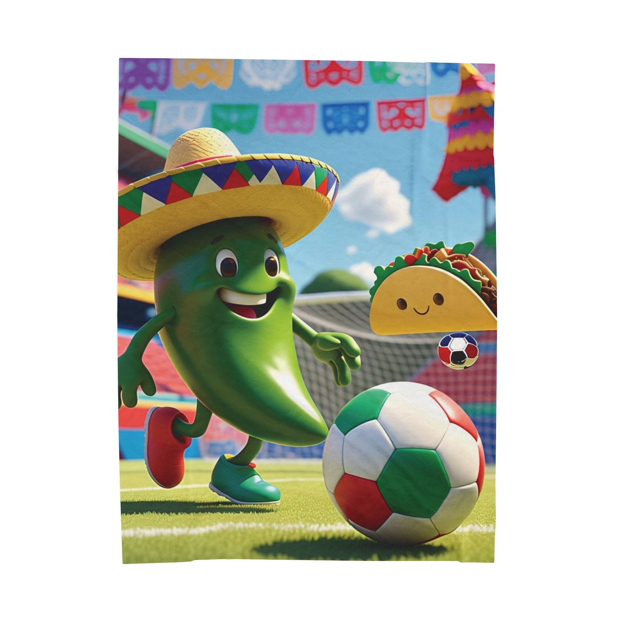Manta de felpa de terciopelo con diseño de taco de fútbol colorido | Manta acogedora para niños para días de juego y celebraciones.