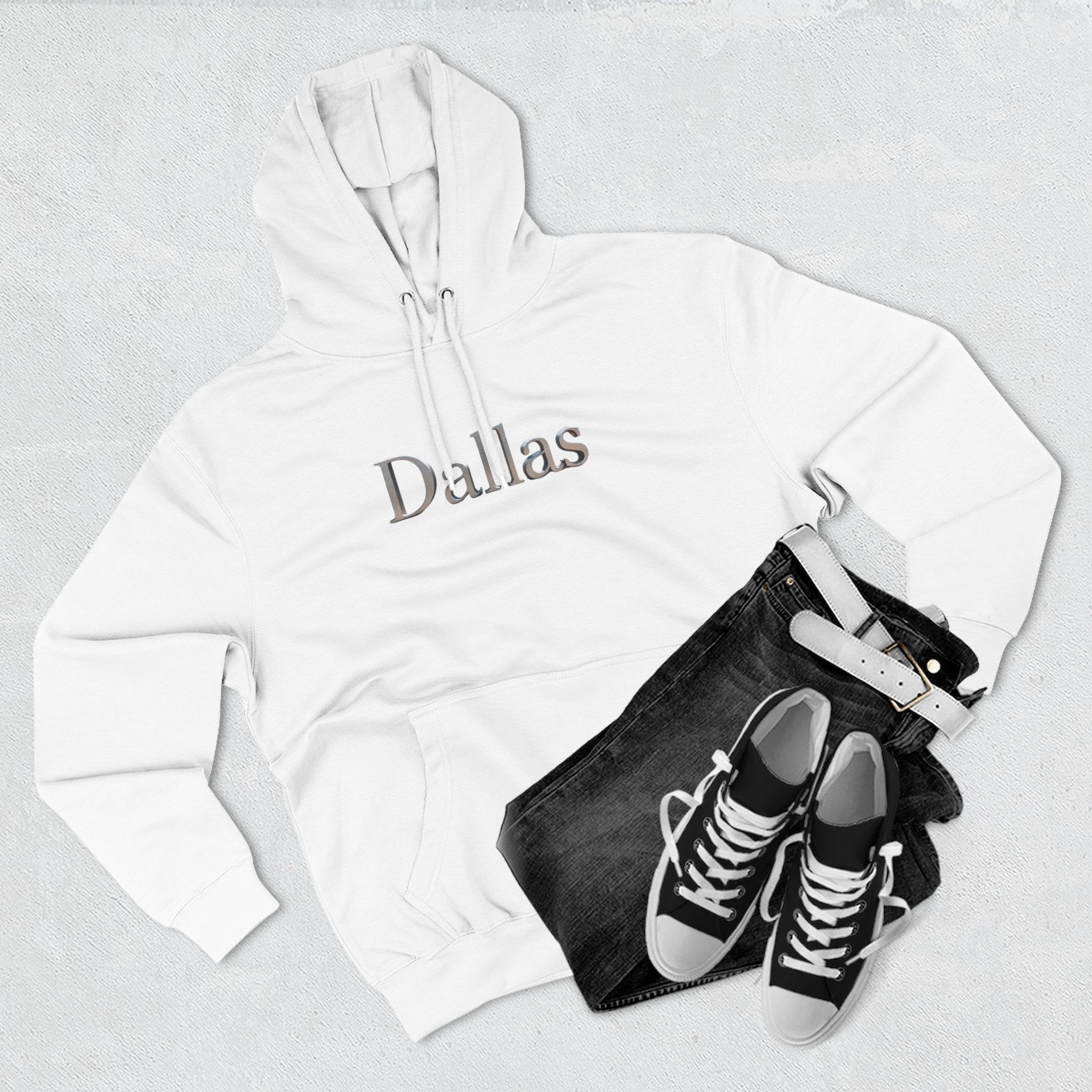 Dallas Three-Panel Fleece Hoodie | Cozy Casual Wear, City Pride Sweatshirt, Perfect Gift for Texas Lovers, Comfortable Everyday Hoodie